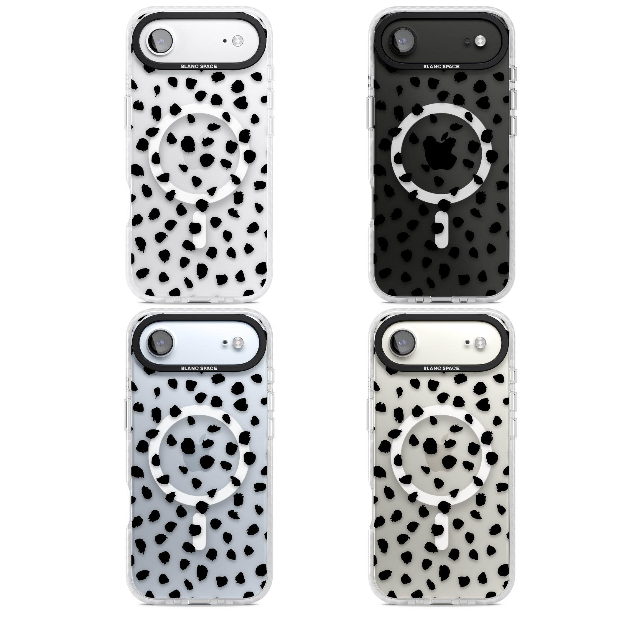 Black Dalmatian Polka Dot iPhone 17 Air Impact Pro Clear Phone Case APT Impact Protection
