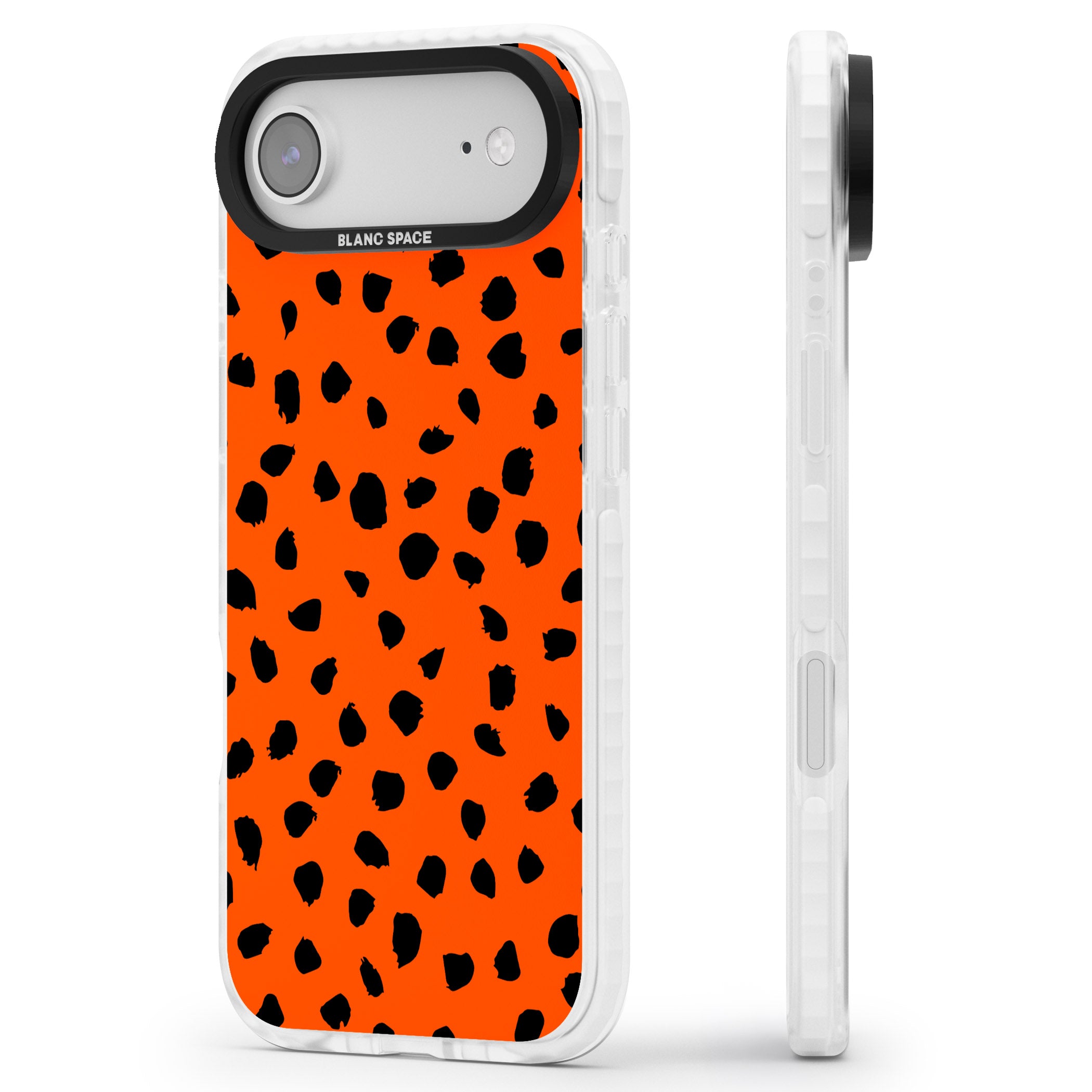 Bold Red Spot Print iPhone 17 Air Impact Pro Clear Phone Case Side Profile