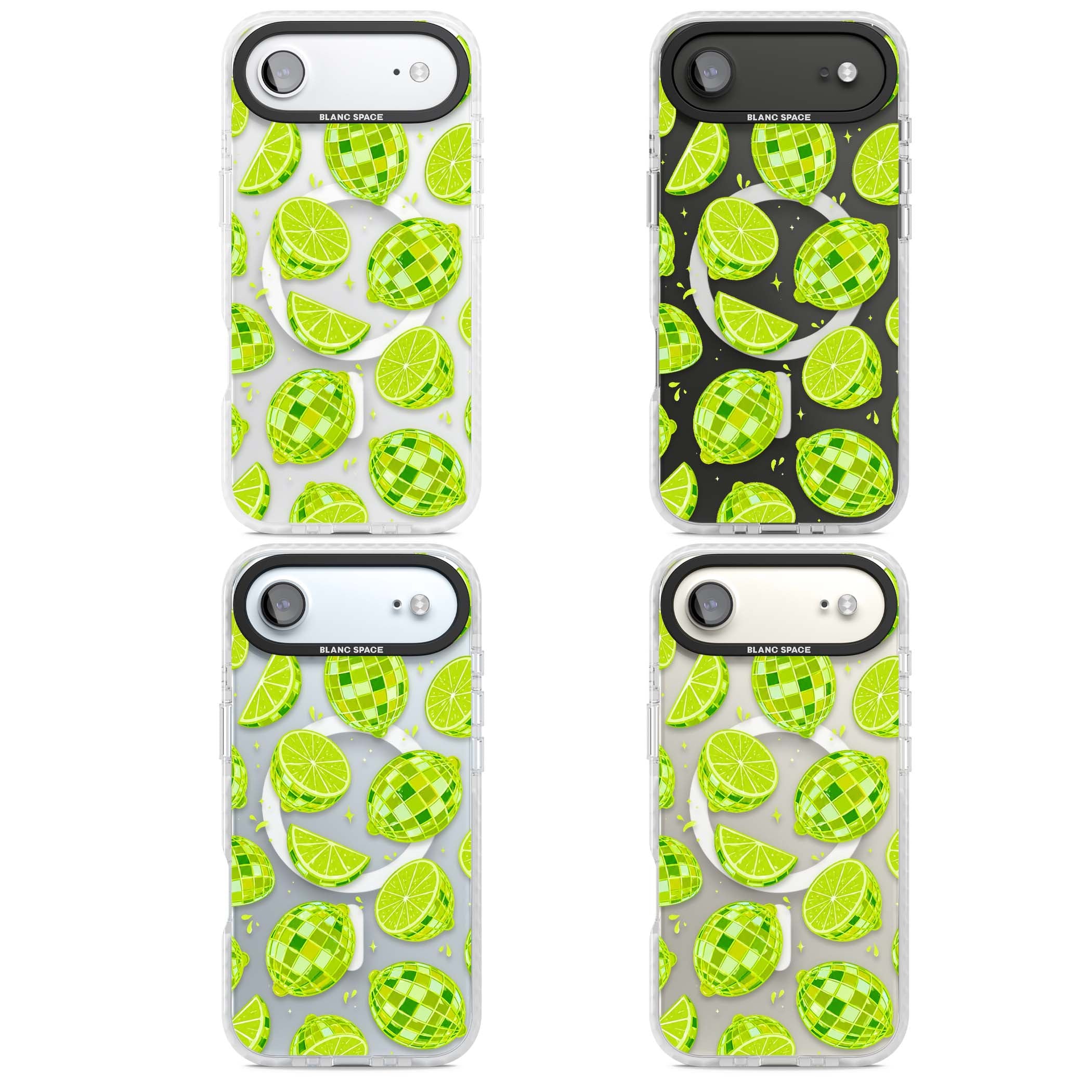 Disco Limes fruit aesthetic iPhone case featuring green disco balls, lime slices and citrus sparkles | Impact Magsafe case for iPhone Air