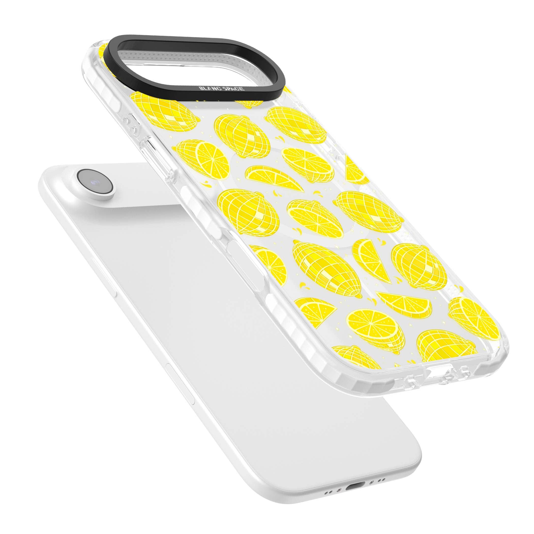 Disco Lemons citrus iPhone case featuring mirrorball lemons, sliced fruit and sparkle accents | Impact Magsafe case for iPhone Air
