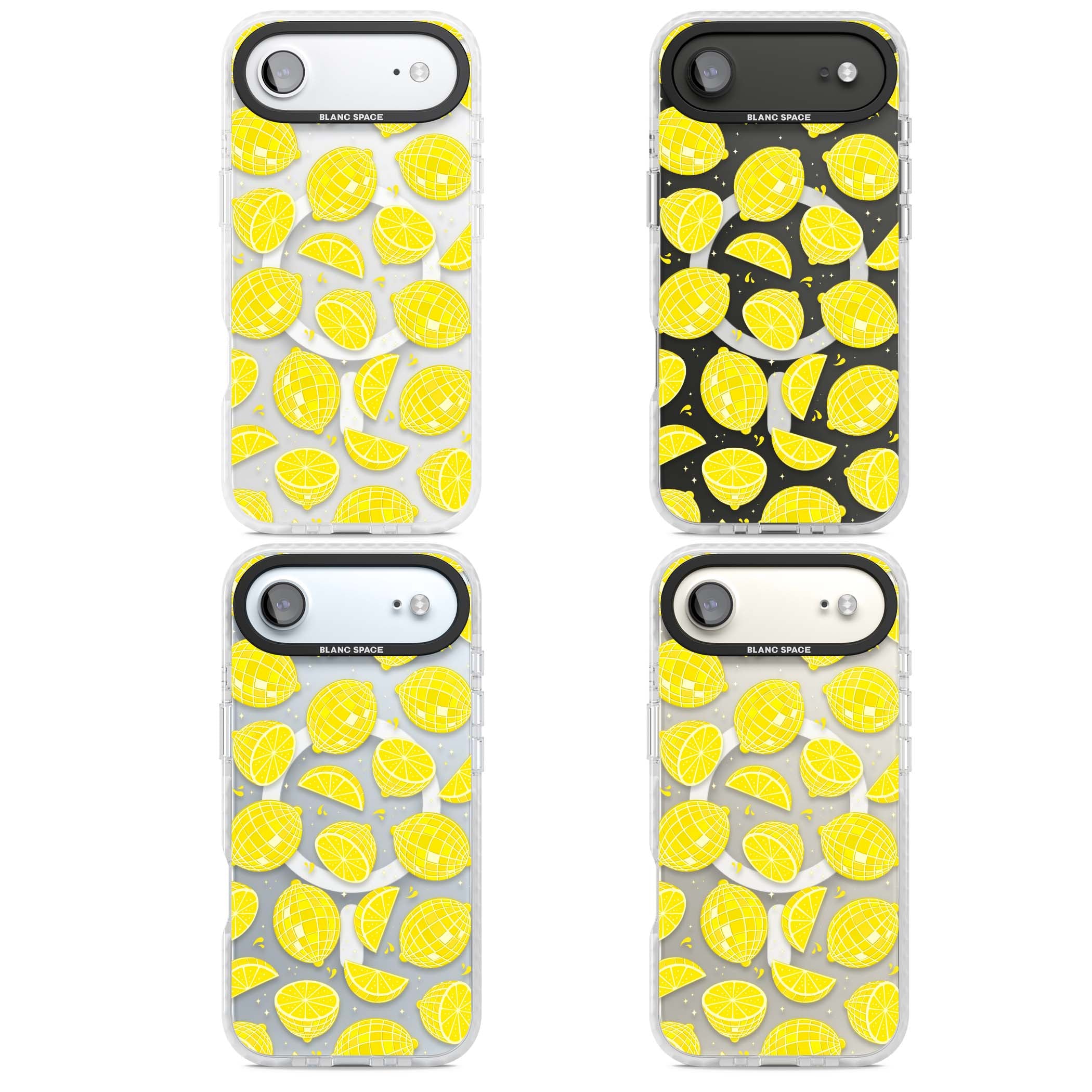 Disco Lemons citrus iPhone case featuring mirrorball lemons, sliced fruit and sparkle accents | Impact Magsafe case for iPhone Air