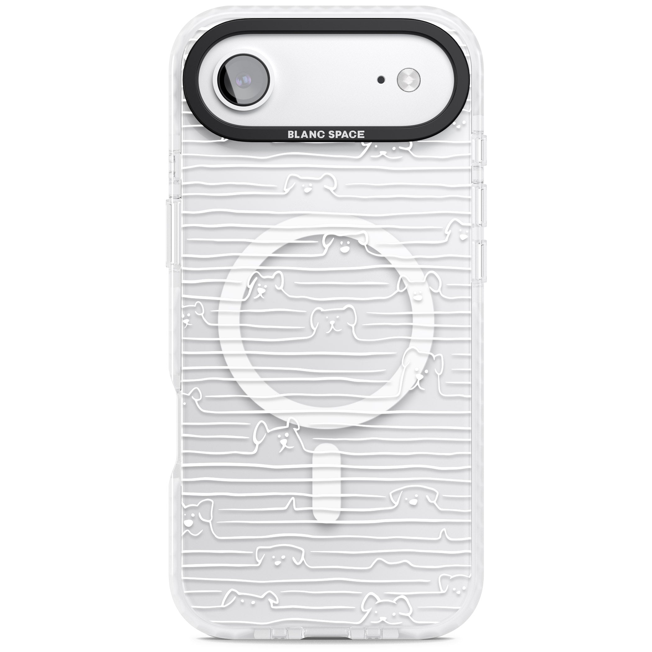 Dog Line Art White iPhone 17 Air Impact Pro Clear Phone Case