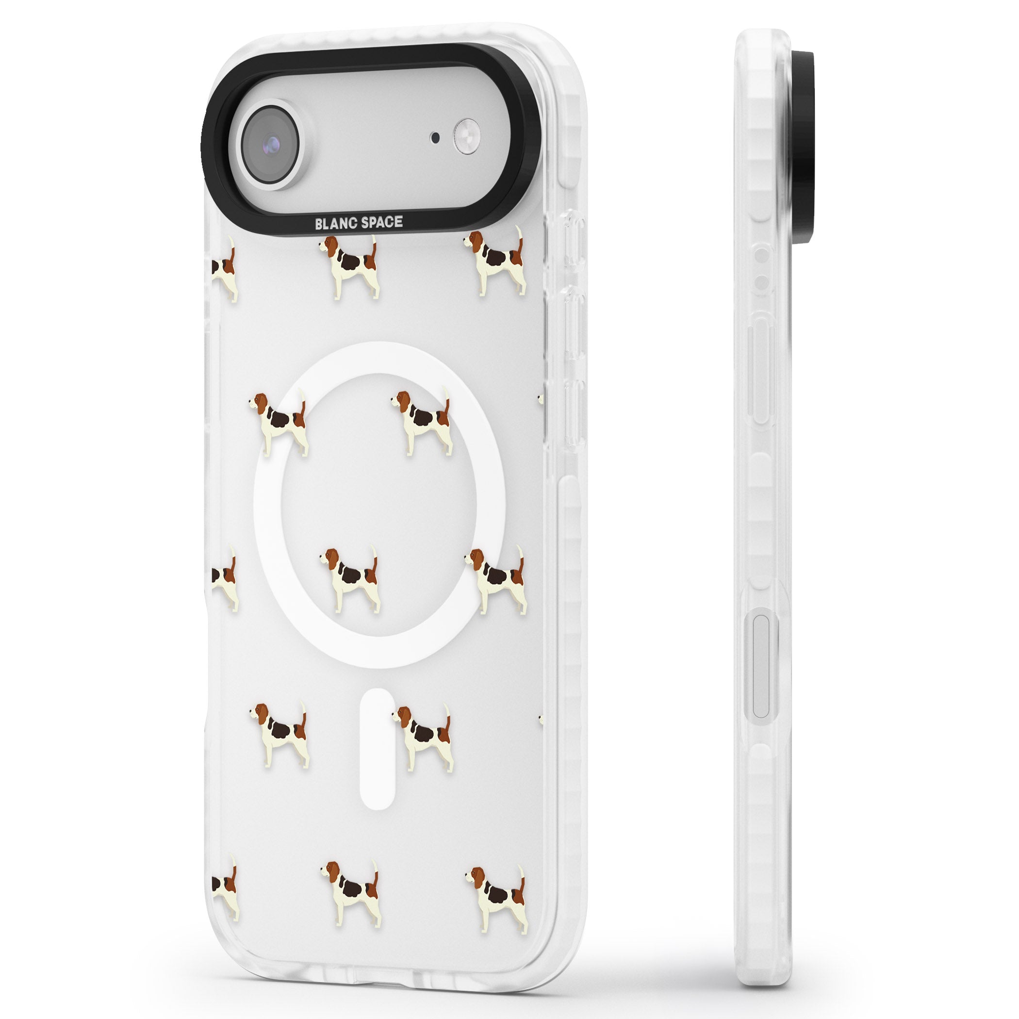 Beagle Dog Pattern iPhone 17 Air Impact Pro Clear Phone Case Side Profile