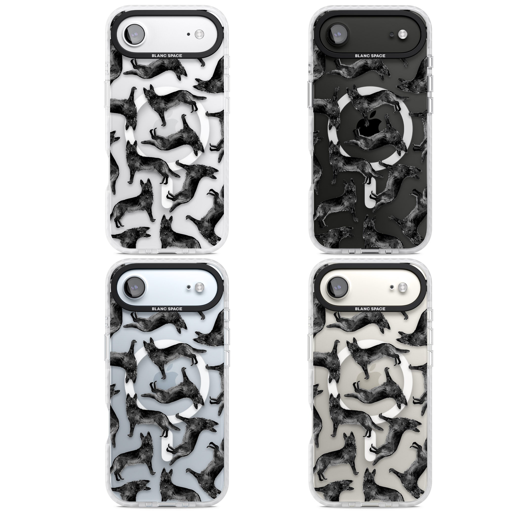 German Shepherd Pattern Black iPhone 17 Air Impact Pro Clear Phone Case APT Impact Protection