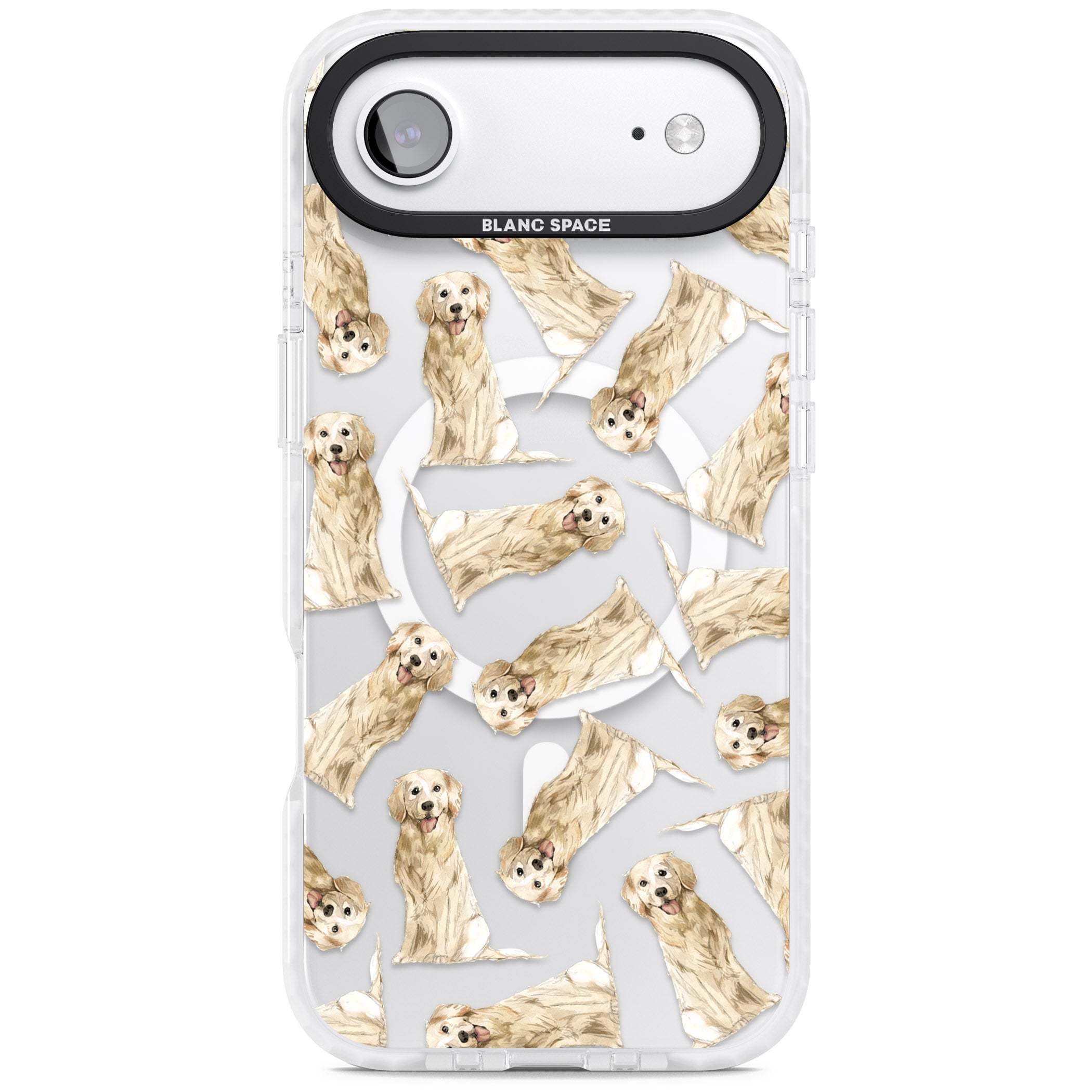 Golden Retriever Watercolor Pattern iPhone 17 Air Impact Pro Clear Phone Case