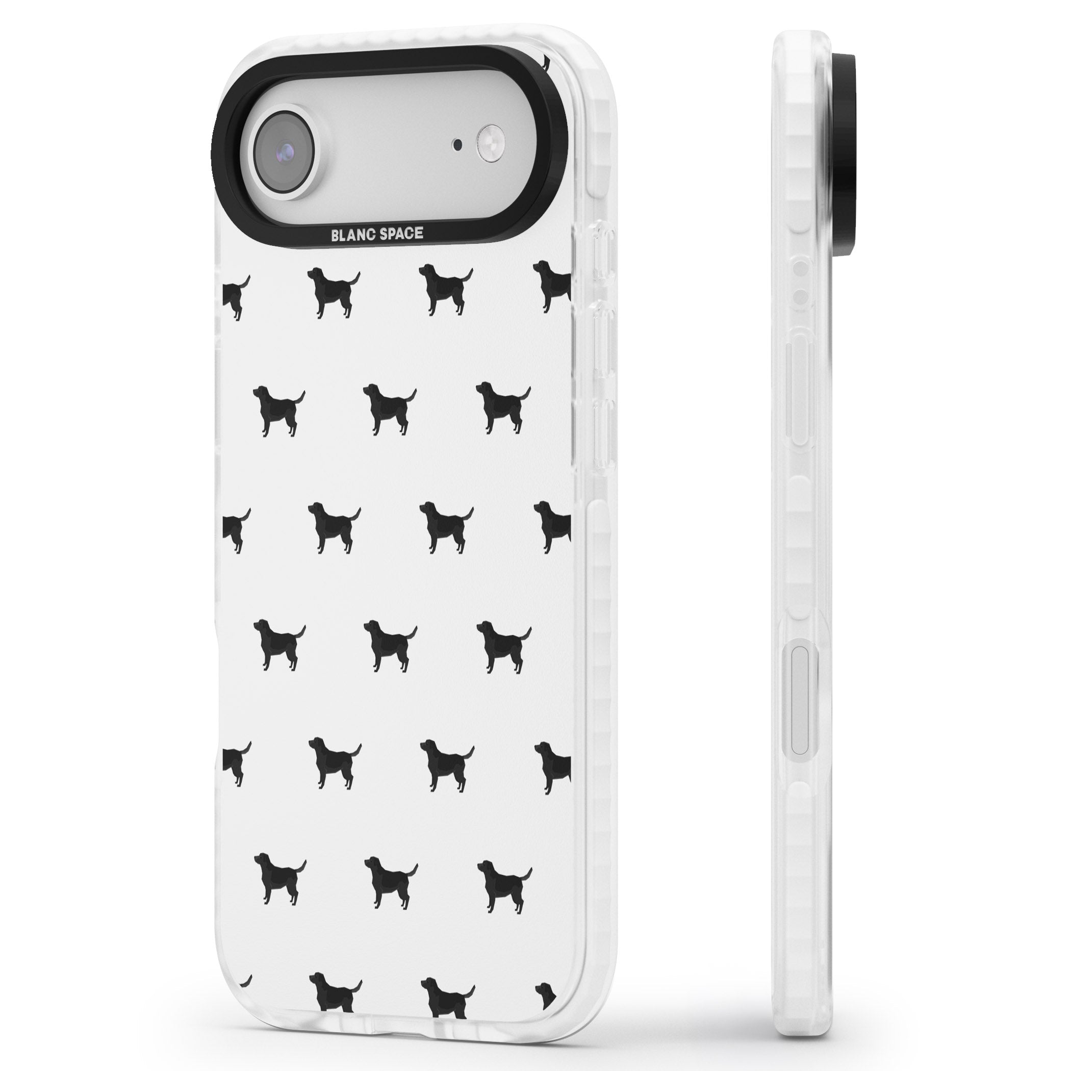 Black Labrador Spot Pattern iPhone 17 Air Impact Pro Clear Phone Case Side Profile