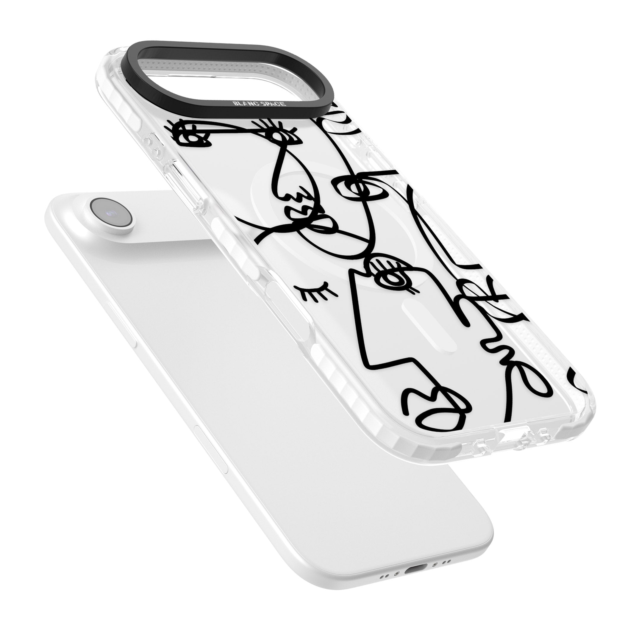 Abstract Line Art Black Clear iPhone 17 Air Impact Pro Clear Phone Case Colours