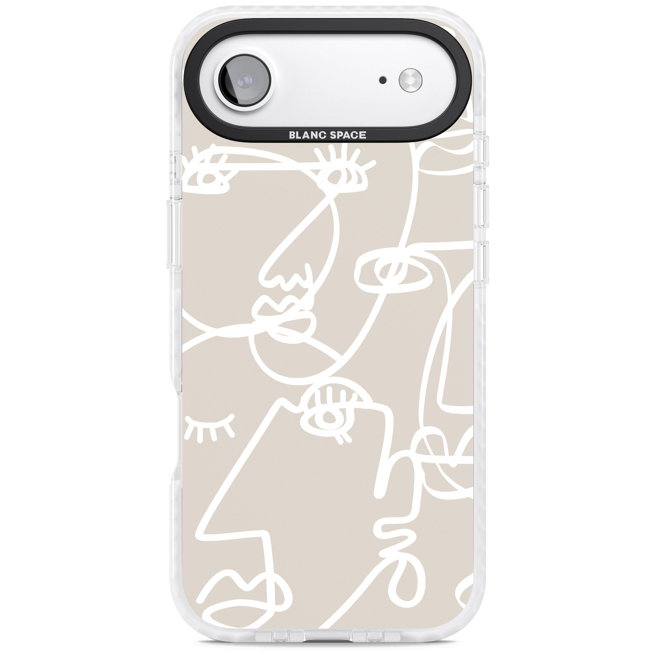 Abstract Line Art White Beige iPhone 17 Air Impact Pro Clear Phone Case