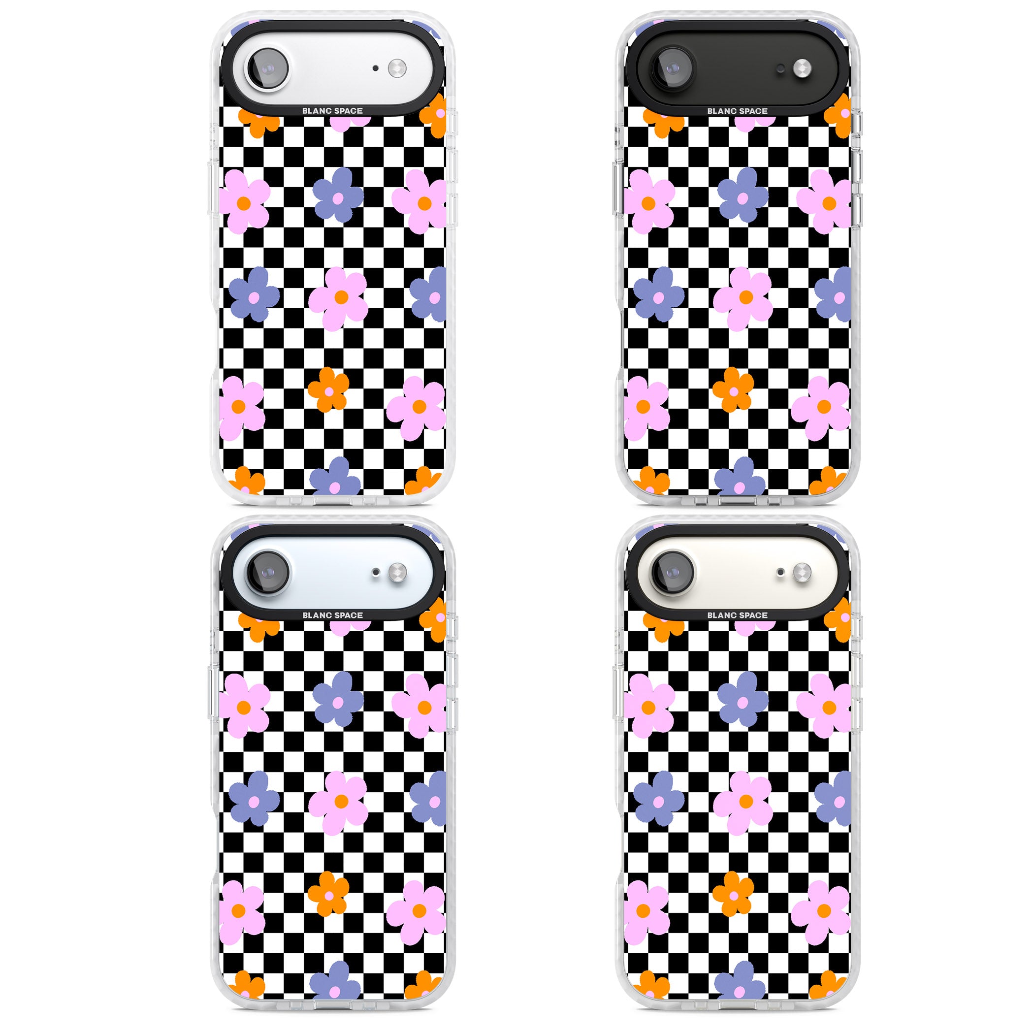 Checkered Blossom iPhone 17 Air Impact Pro Clear Phone Case APT Impact Protection