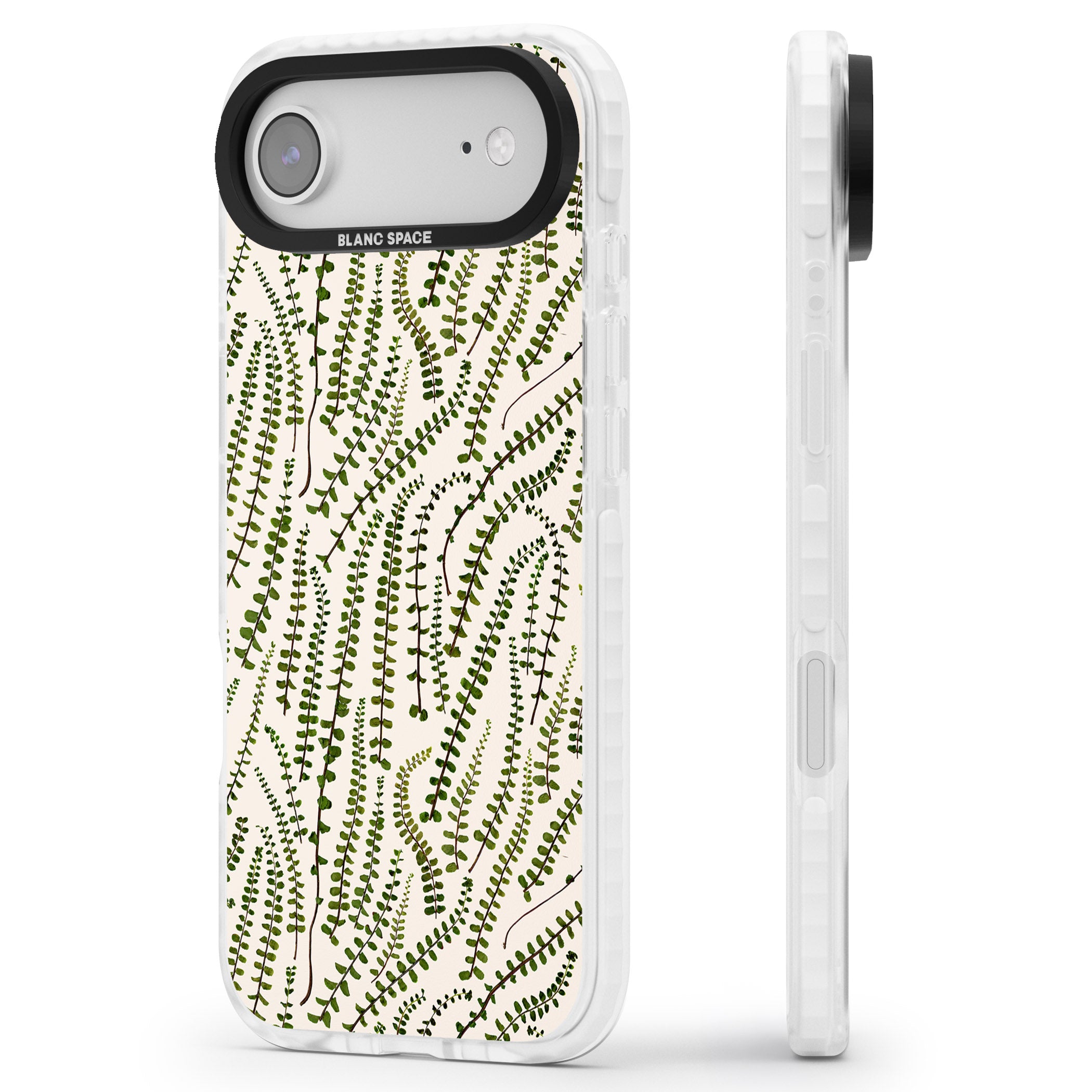 Fern Leaf Pattern iPhone 17 Air Impact Pro Clear Phone Case Side Profile