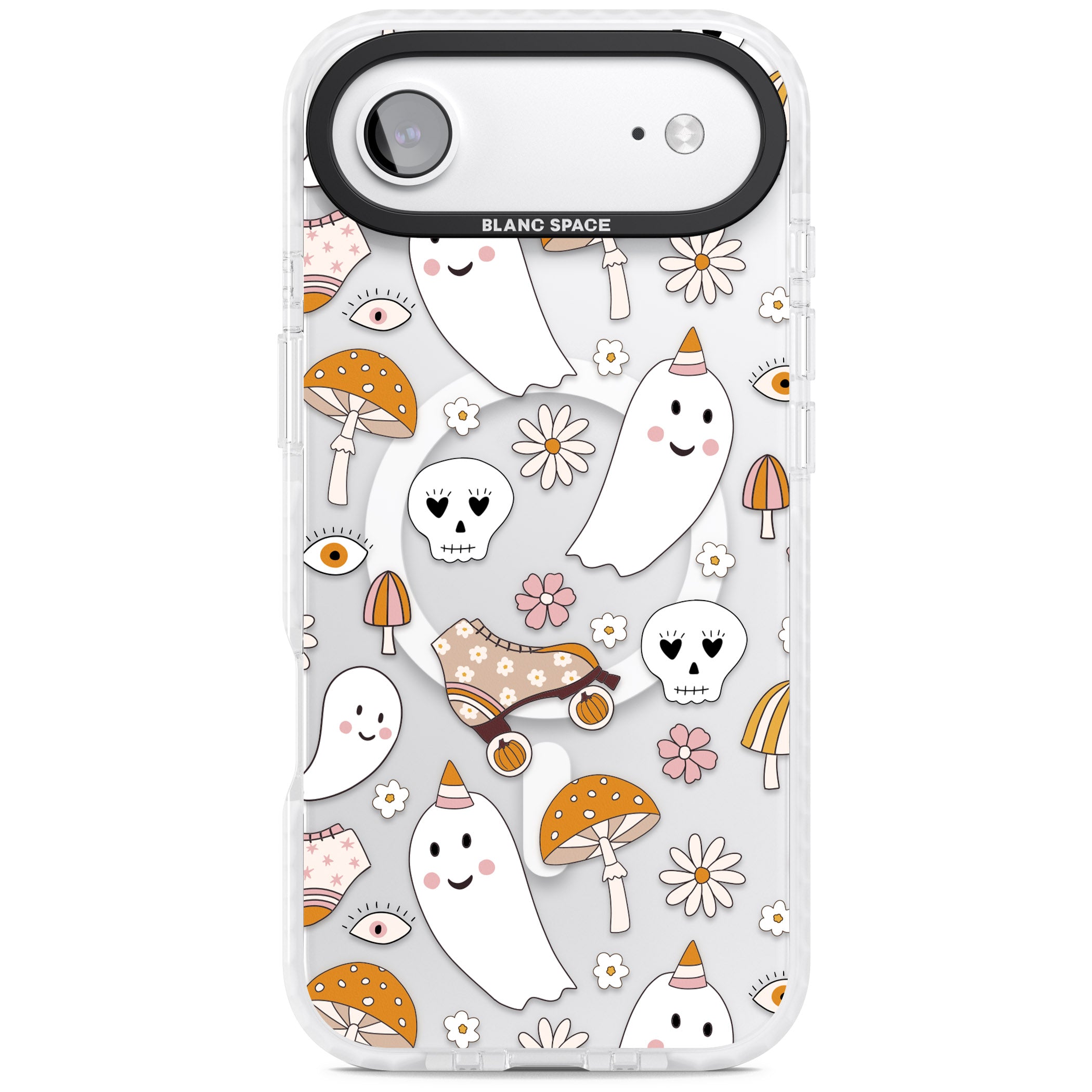Cute Ghost And Skulls Pattern iPhone 17 Air Impact Pro Clear Phone Case