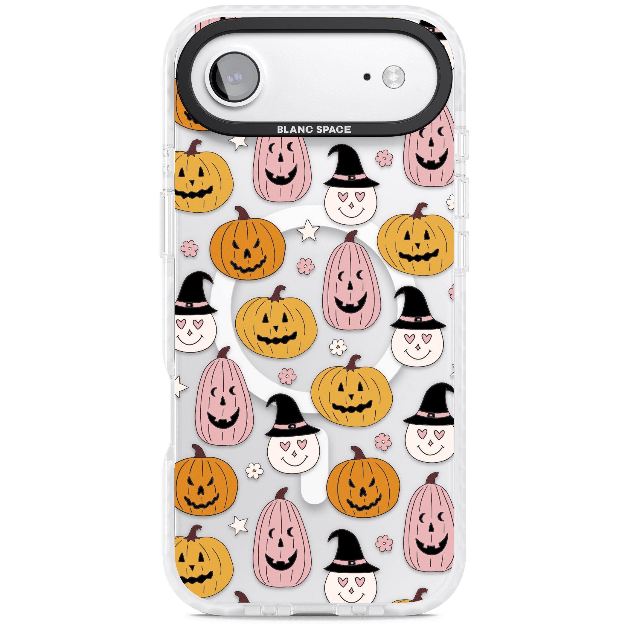 Witches And Pumpkins Pattern iPhone 17 Air Impact Pro Clear Phone Case