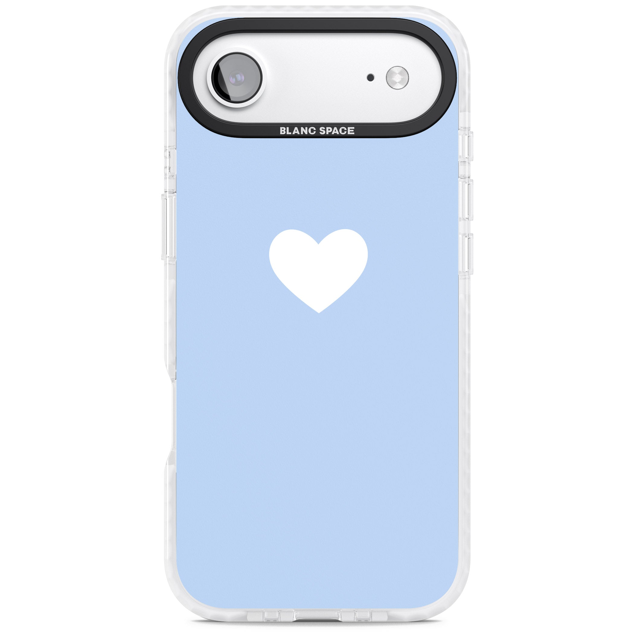 Single Heart Design: White & Baby Blue iPhone 17 Air Impact Pro Clear Phone Case
