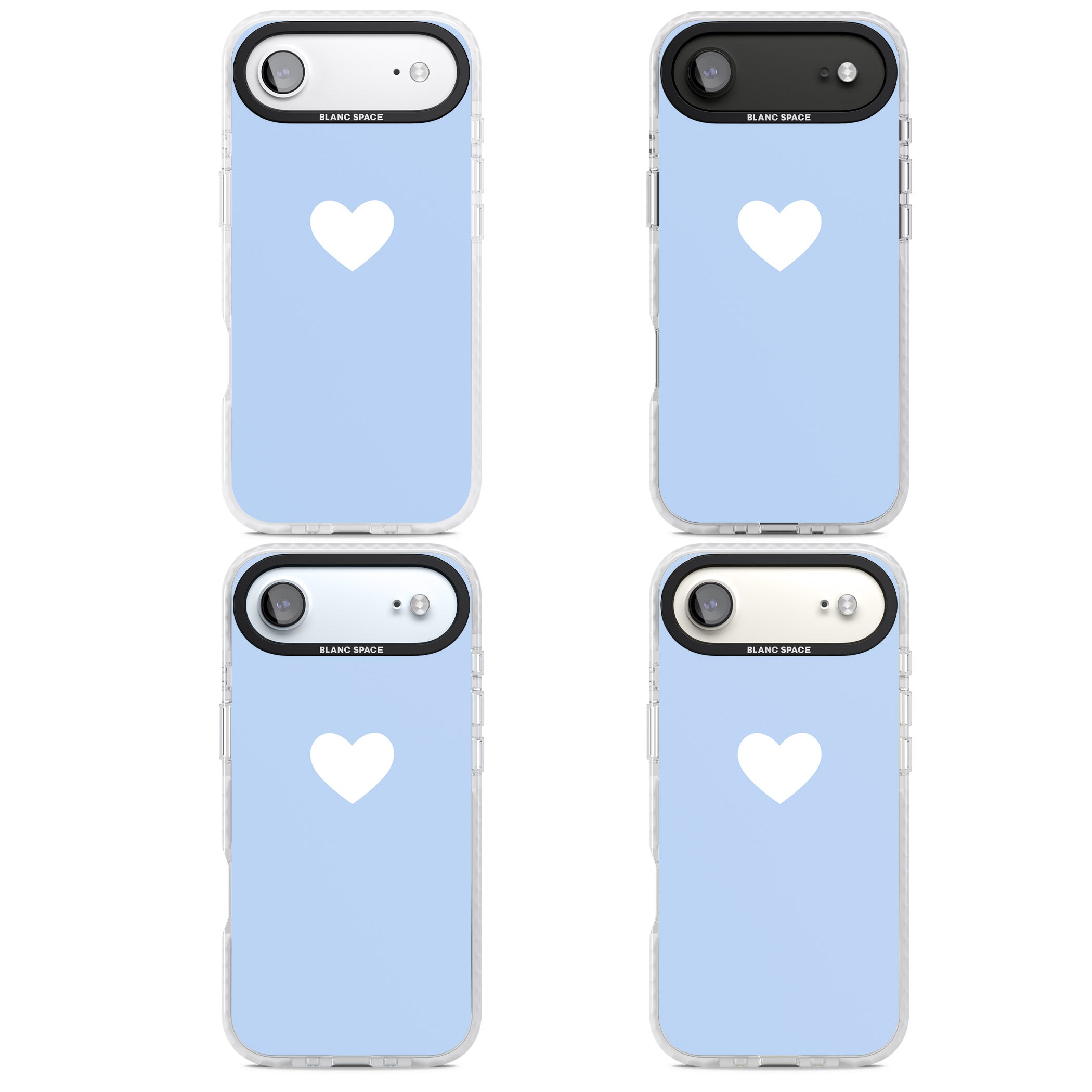 Single Heart Design: White & Baby Blue iPhone 17 Air Impact Pro Clear Phone Case APT Impact Protection