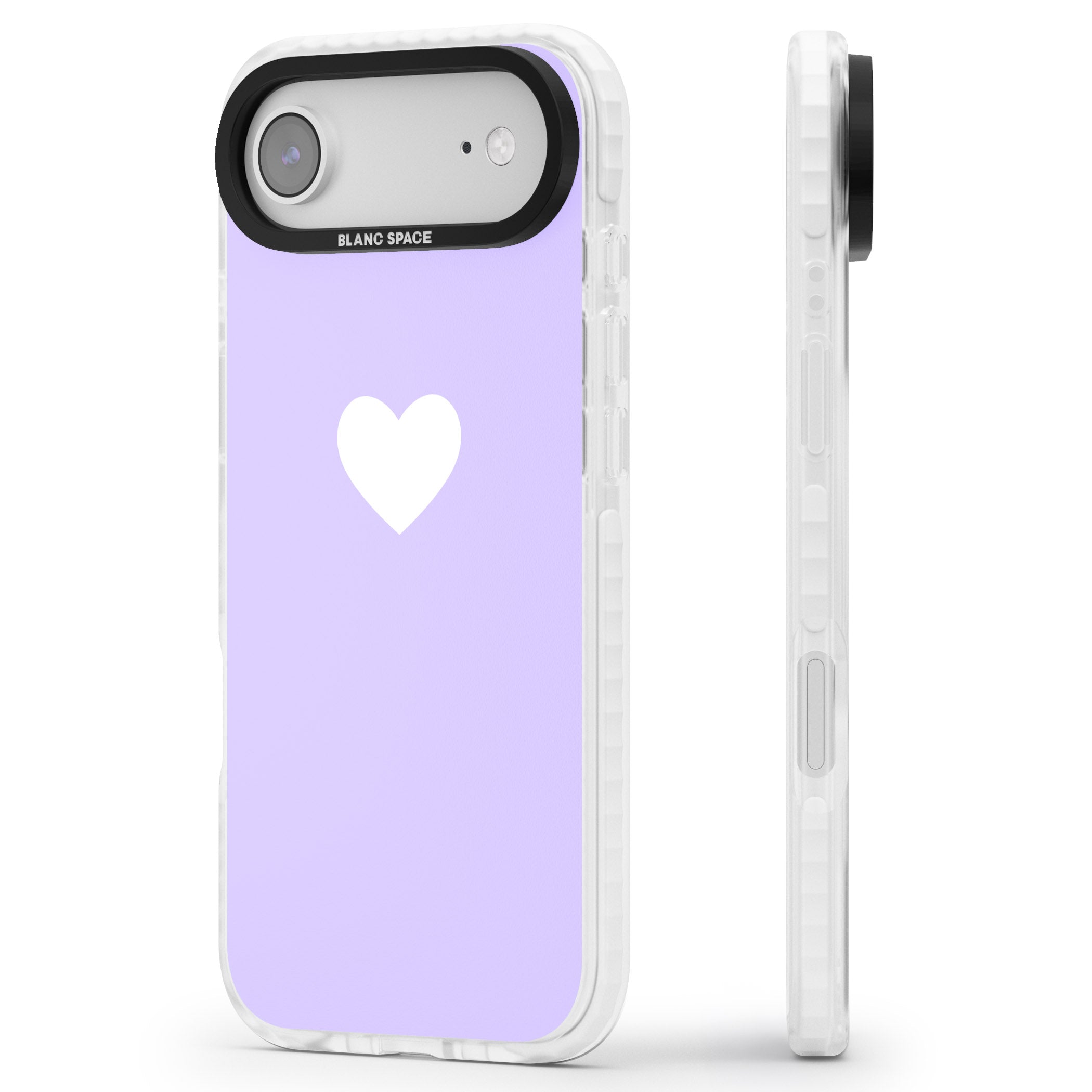 Pale Purple Heart iPhone 17 Air Impact Pro Clear Phone Case Side Profile