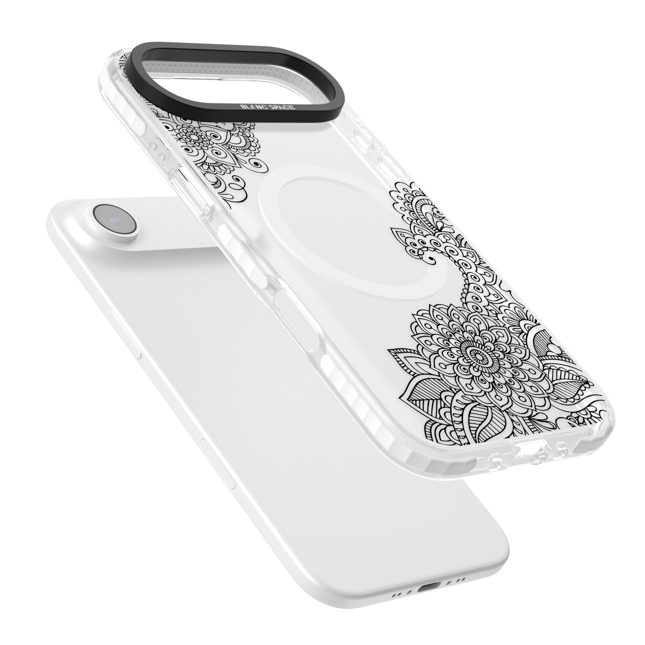 Black Henna Botanicals iPhone 17 Air Impact Pro Clear Phone Case Colours