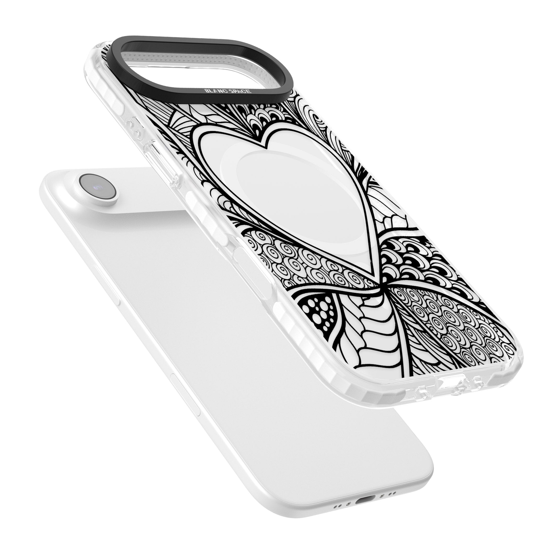 Black Henna Heart iPhone 17 Air Impact Pro Clear Phone Case Colours