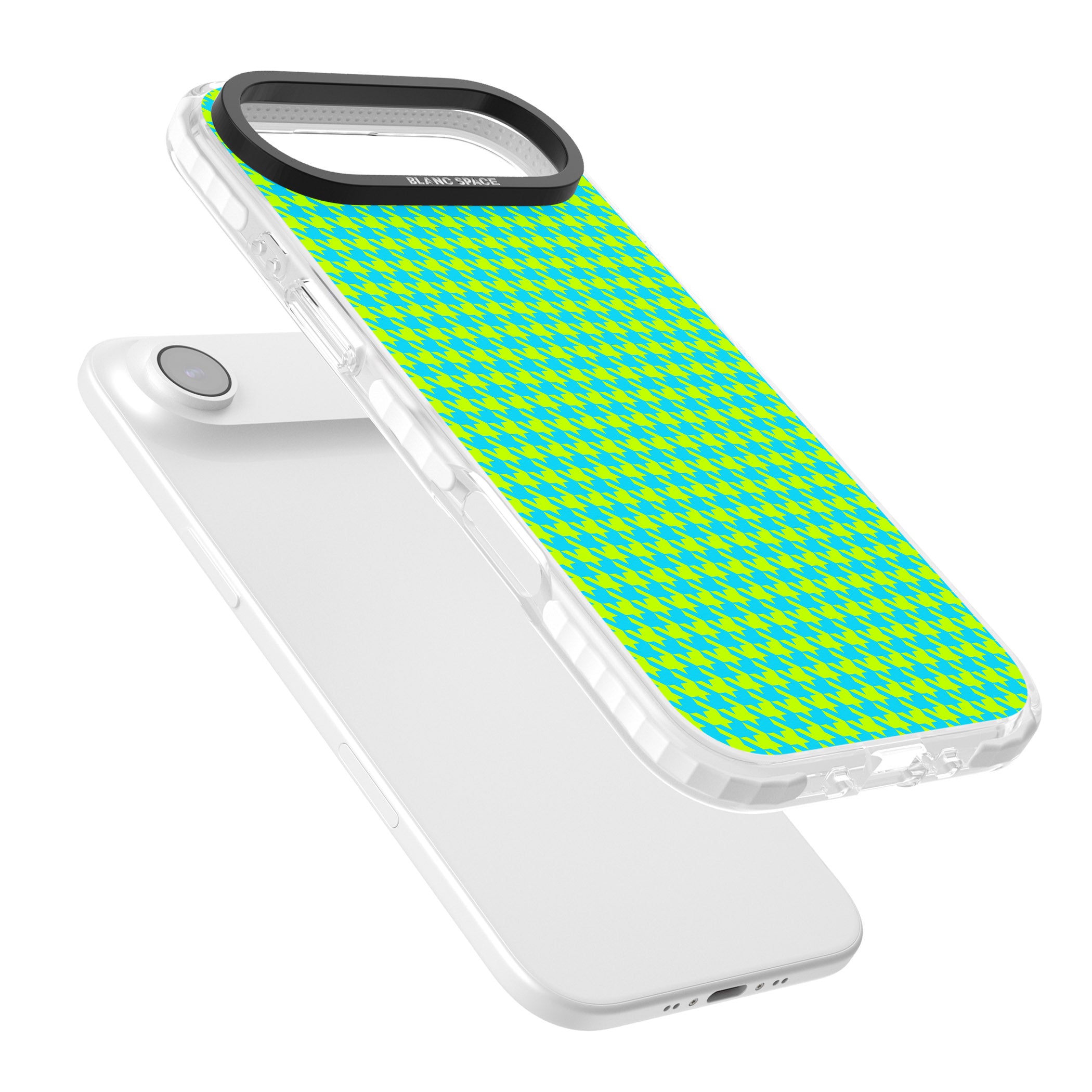 Neon Lime & Turquoise Houndstooth iPhone 17 Air Impact Pro Clear Phone Case Colours