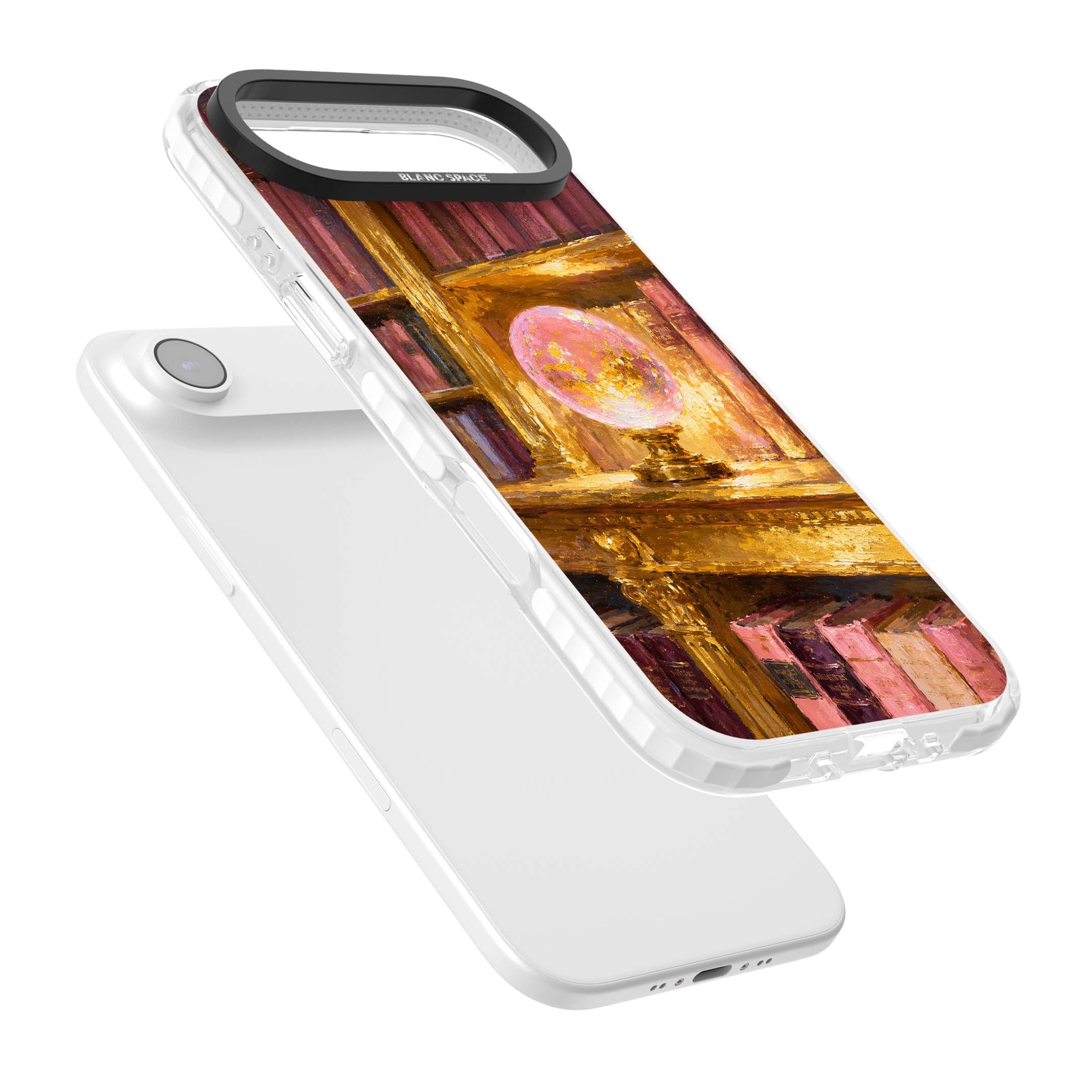 Gilded Library dark academia iPhone case featuring an oil painted crystal ball on a gilded library shelf with vintage | Impact Magsafe case for iPhone Air