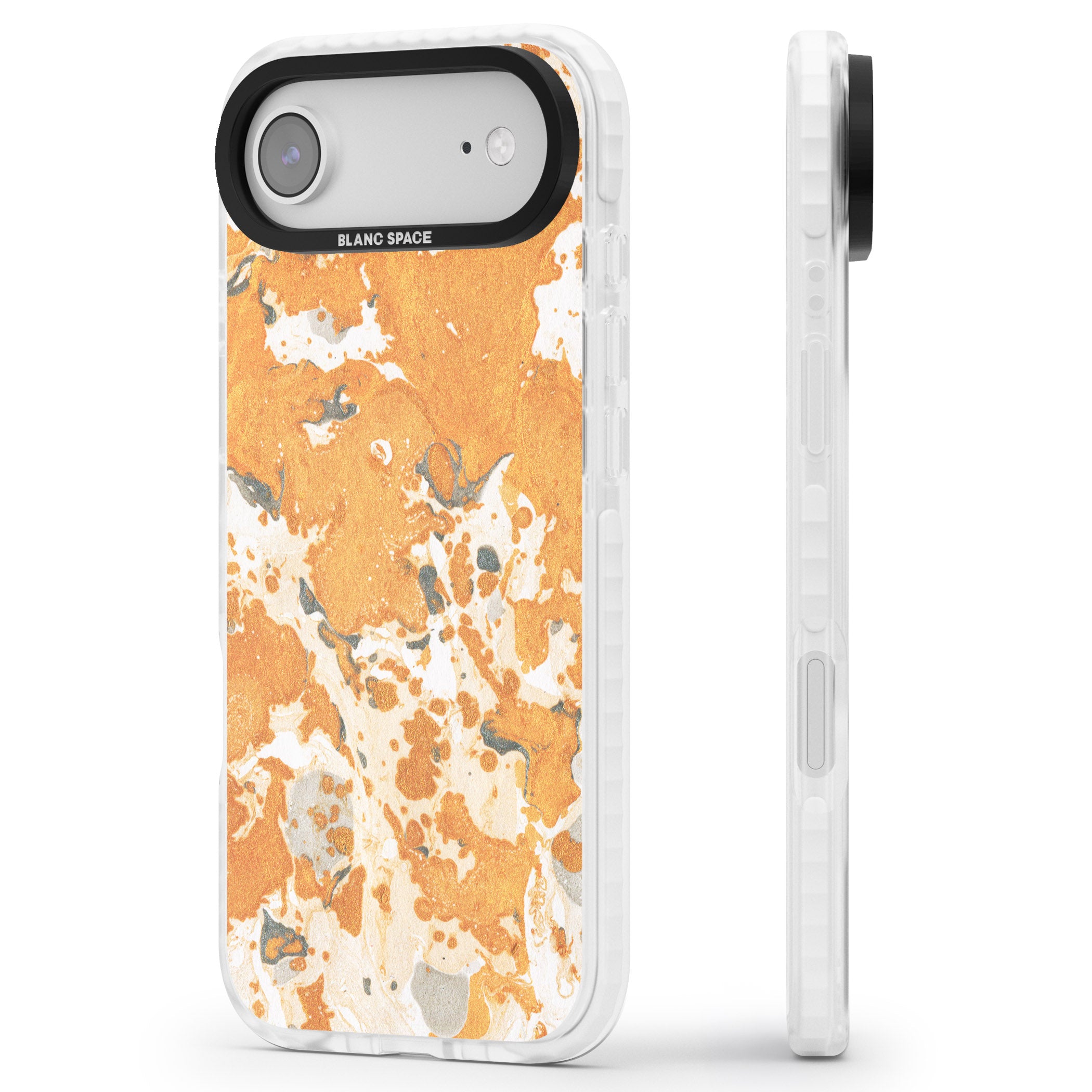 Orange Marbled iPhone 17 Air Impact Pro Clear Phone Case Side Profile