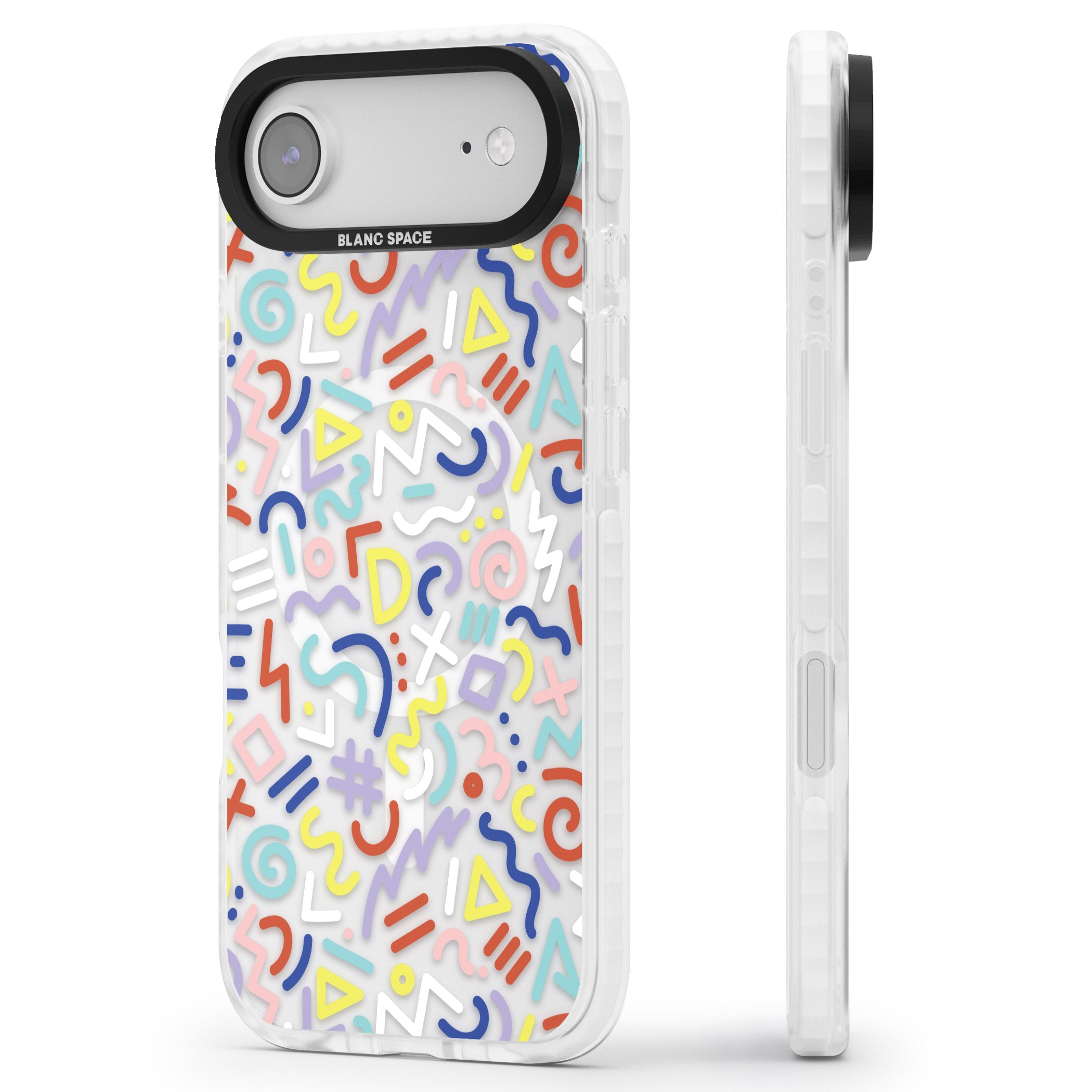 Colorful Retro Pattern iPhone 17 Air Impact Pro Clear Phone Case Side Profile