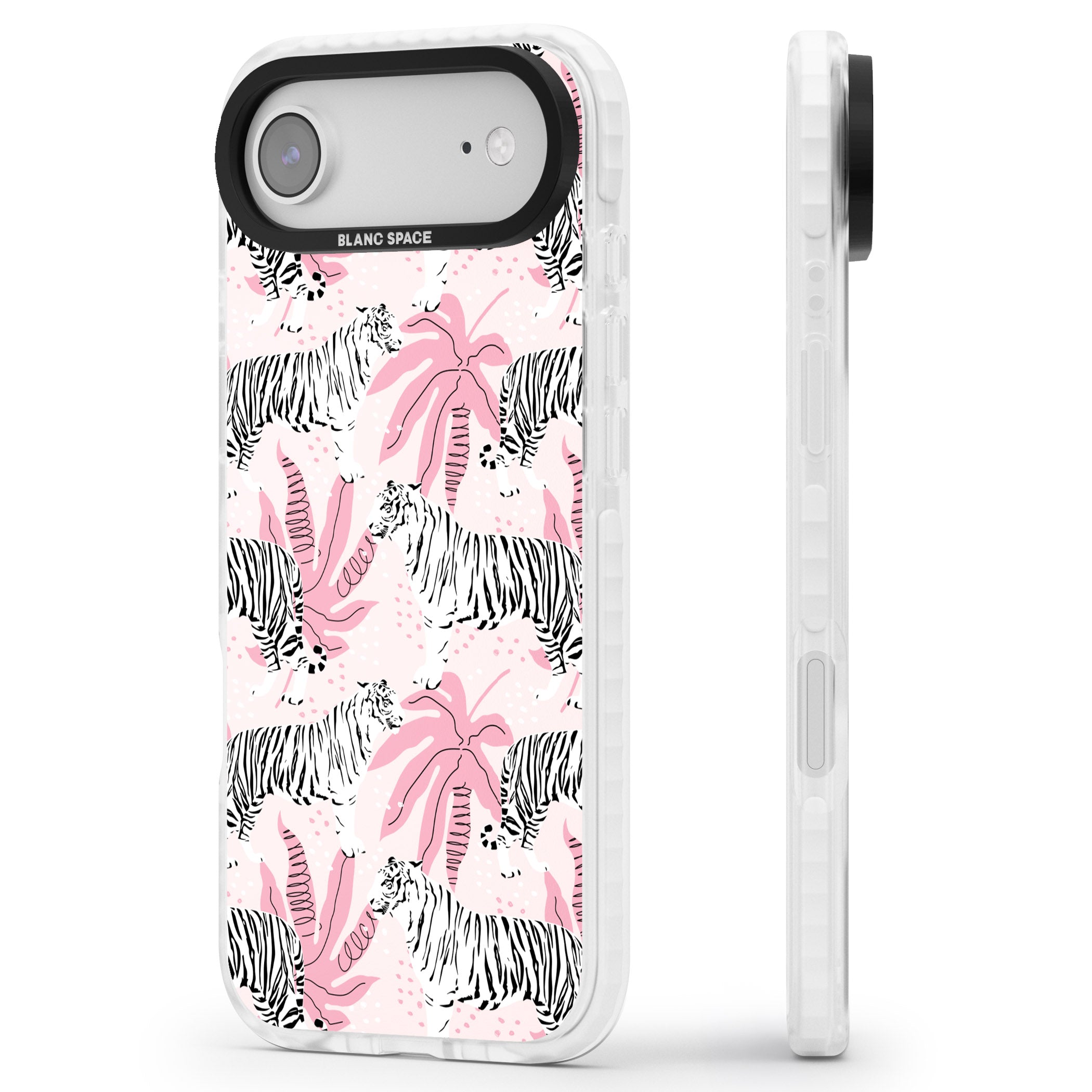 Pink Tiger Palm iPhone 17 Air Impact Pro Clear Phone Case Side Profile