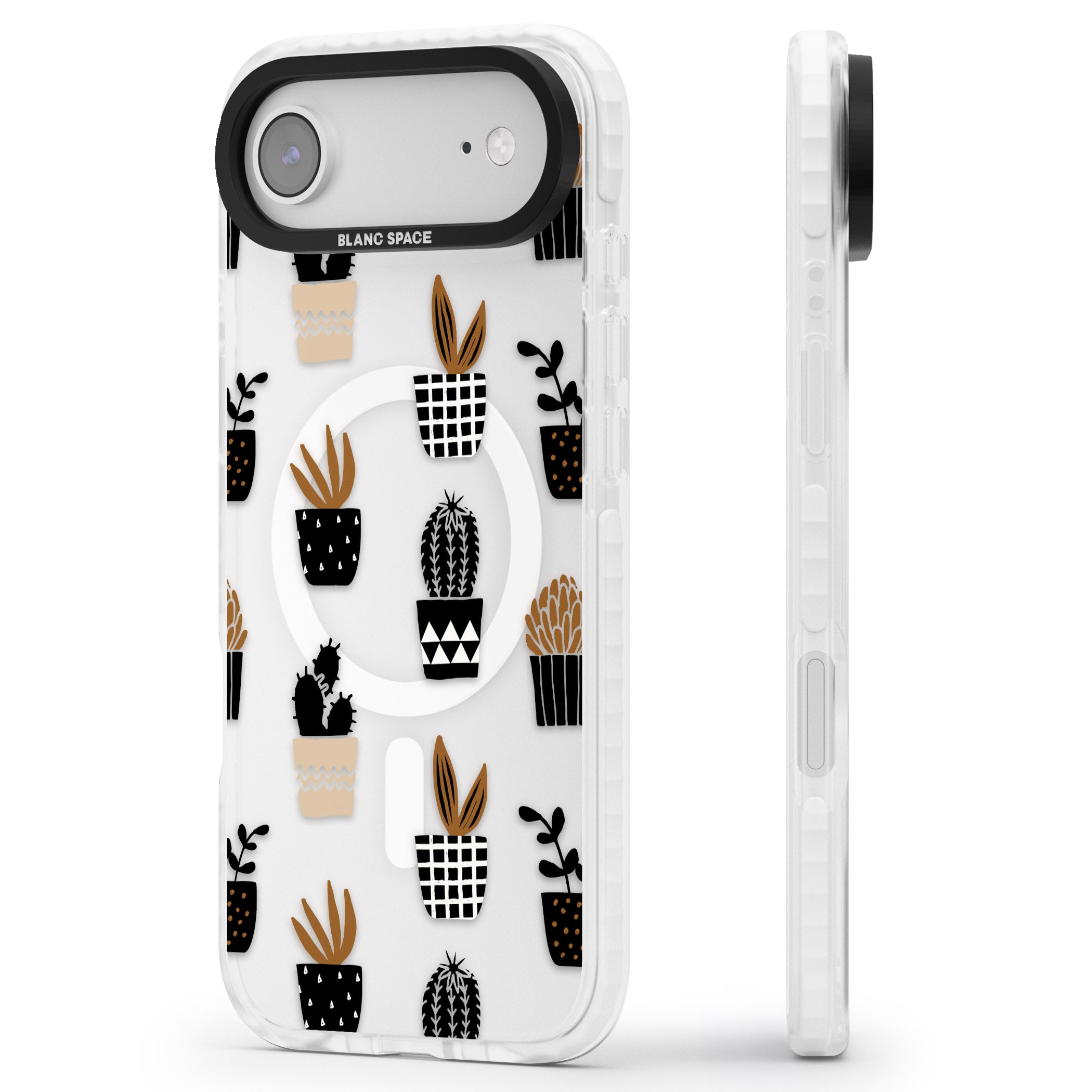 Large Mixed Plants Pattern Clear iPhone 17 Air Impact Pro Clear Phone Case Side Profile