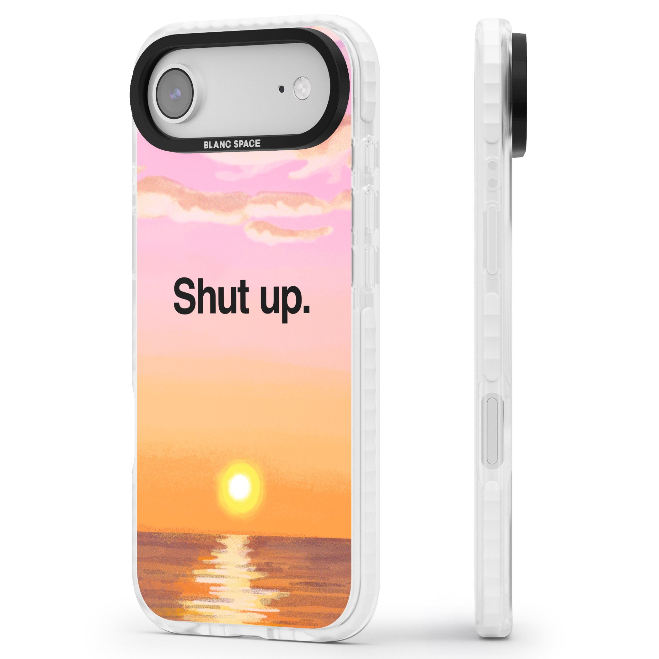 Shut Up iPhone 17 Air Impact Pro Clear Phone Case Side Profile