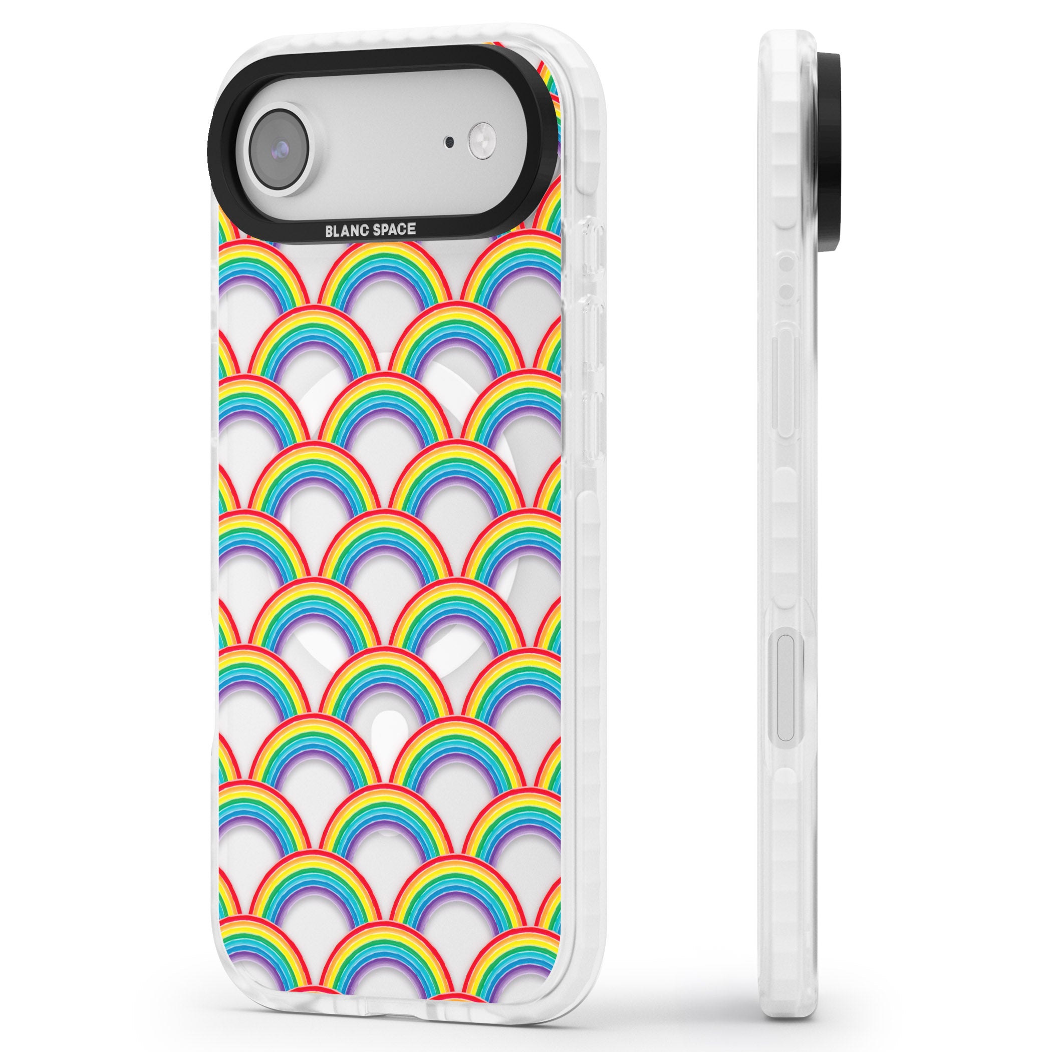 Rainbow Arc Pattern iPhone 17 Air Impact Pro Clear Phone Case Side Profile