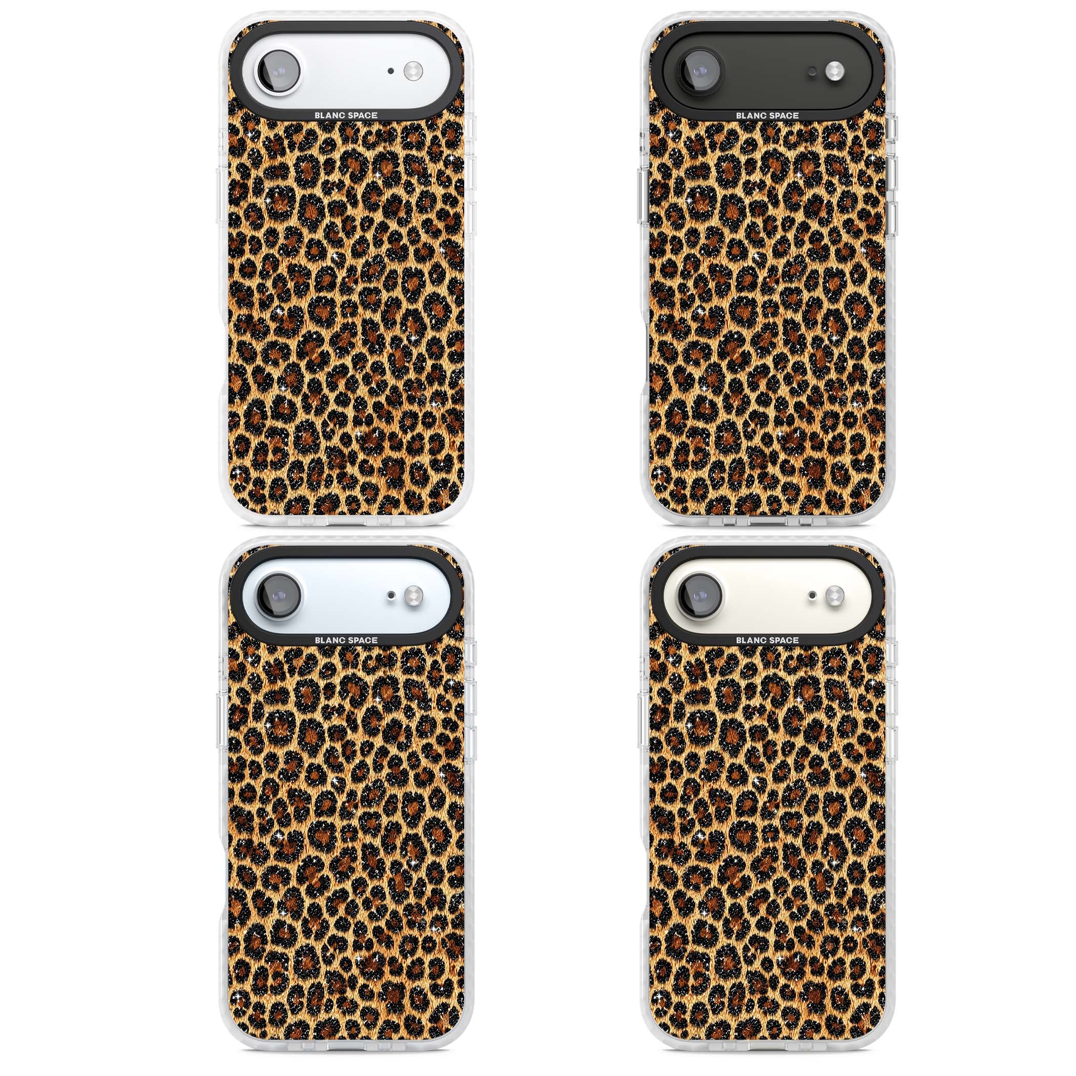 Diamond Leopard leopard print iPhone case featuring golden tan fur, black rosette spots and subtle glitter sparkle | Impact Magsafe case for iPhone Air
