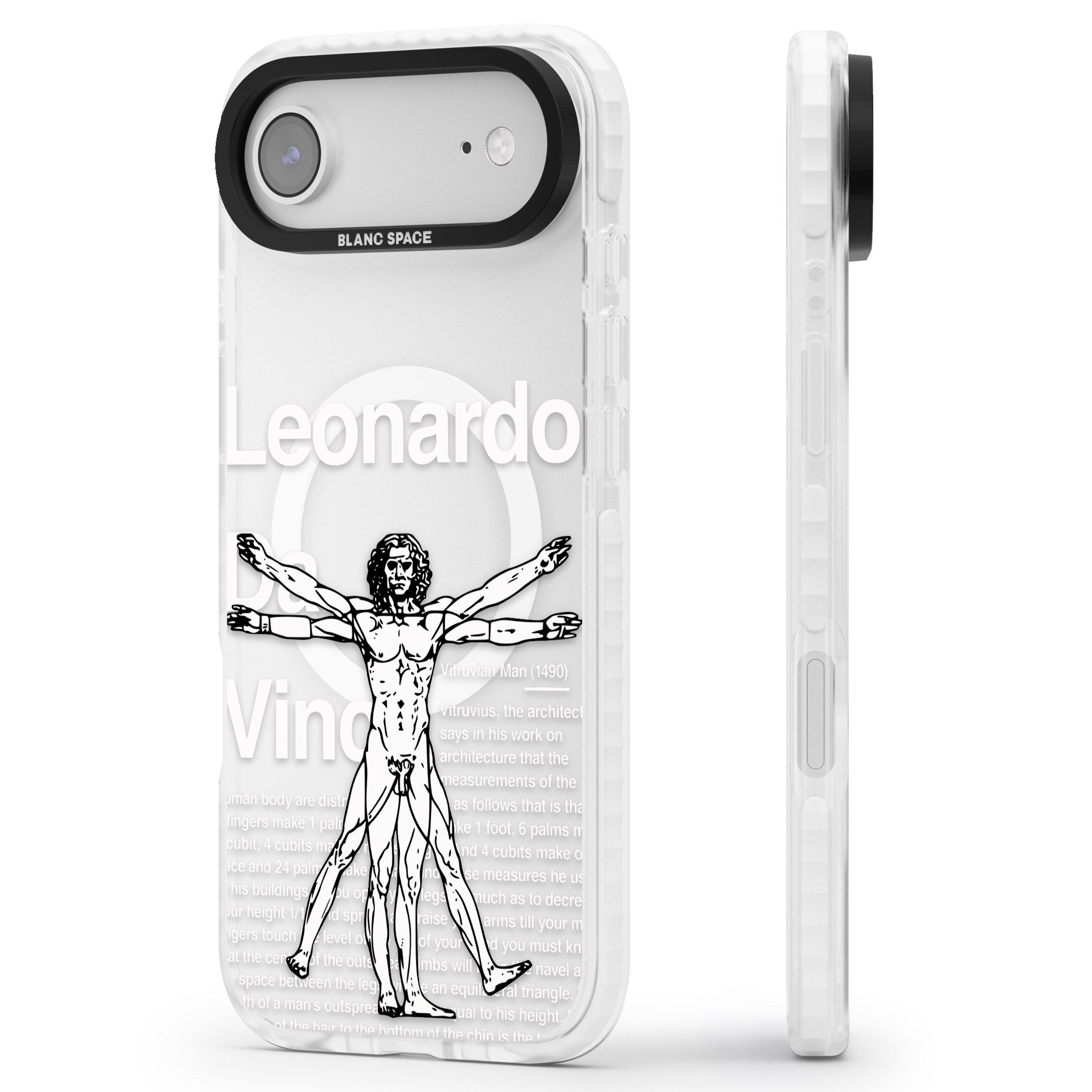 Vitruvian Man iPhone 17 Air Impact Pro Clear Phone Case Side Profile