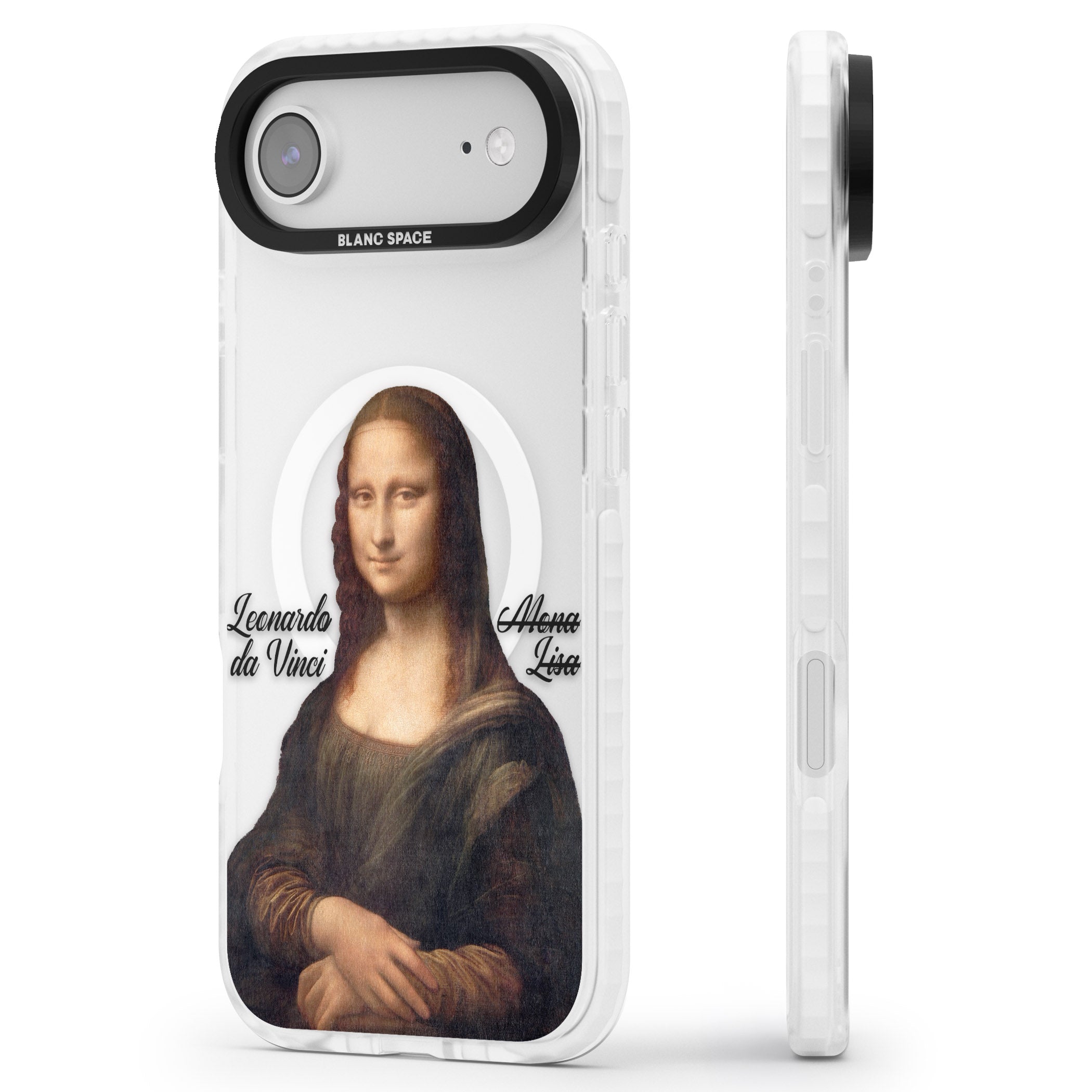Mona Lisa Cutout iPhone 17 Air Impact Pro Clear Phone Case Side Profile