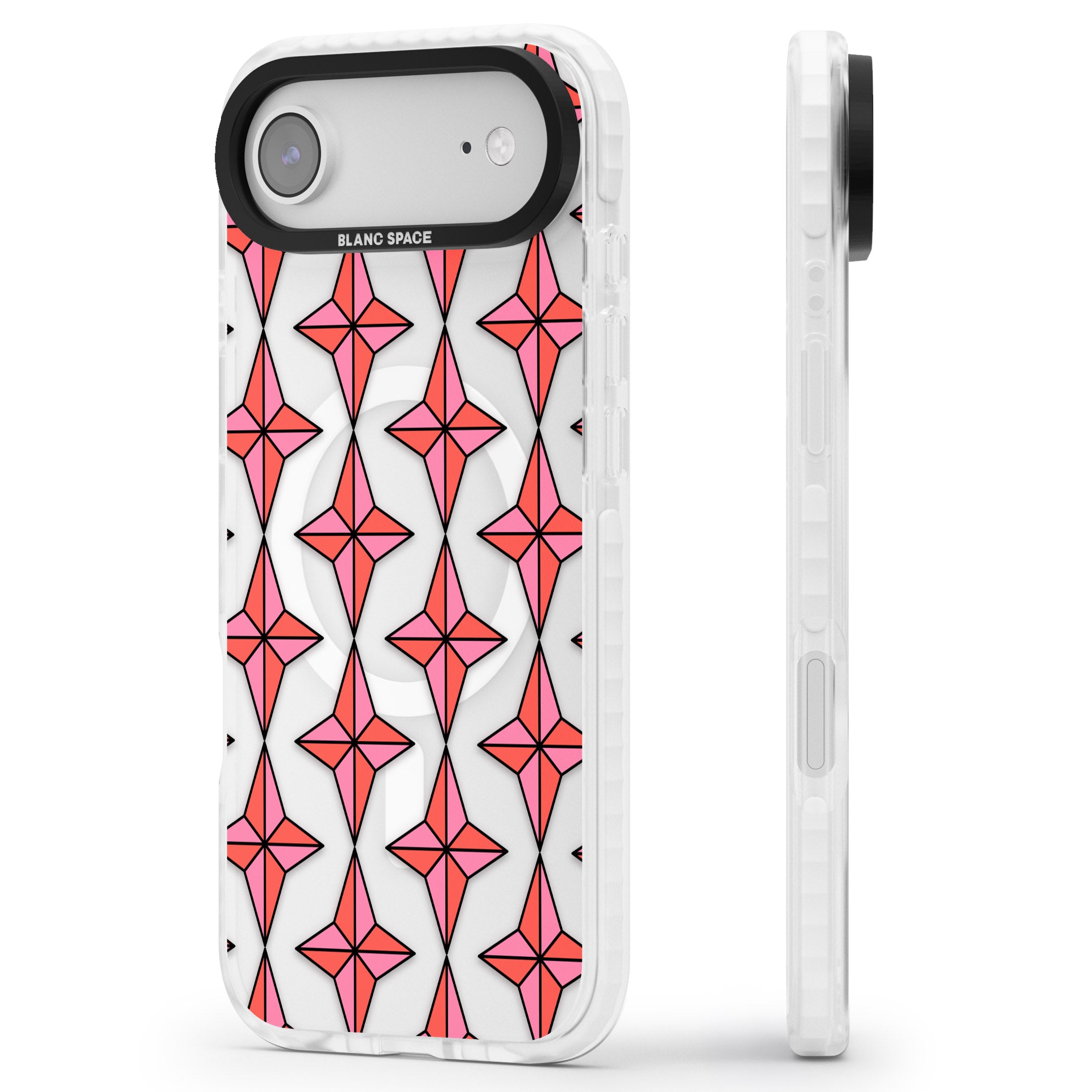 Rose Stars Pattern (Clear) iPhone 17 Air Impact Pro Clear Phone Case Side Profile