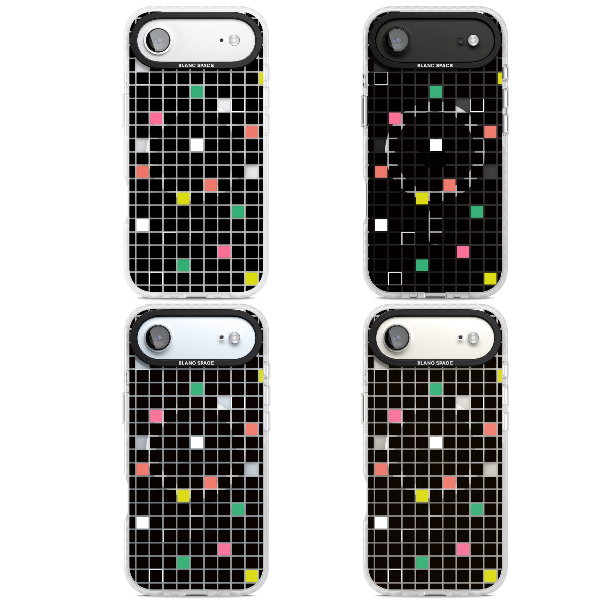 Vibrant Black Geometric Grid iPhone 17 Air Impact Pro Clear Phone Case APT Impact Protection