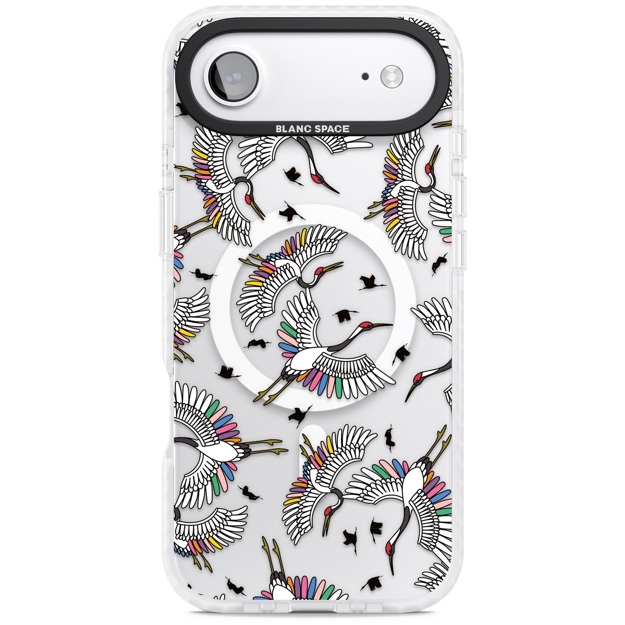 Colourful Crane Pattern iPhone 17 Air Impact Pro Clear Phone Case