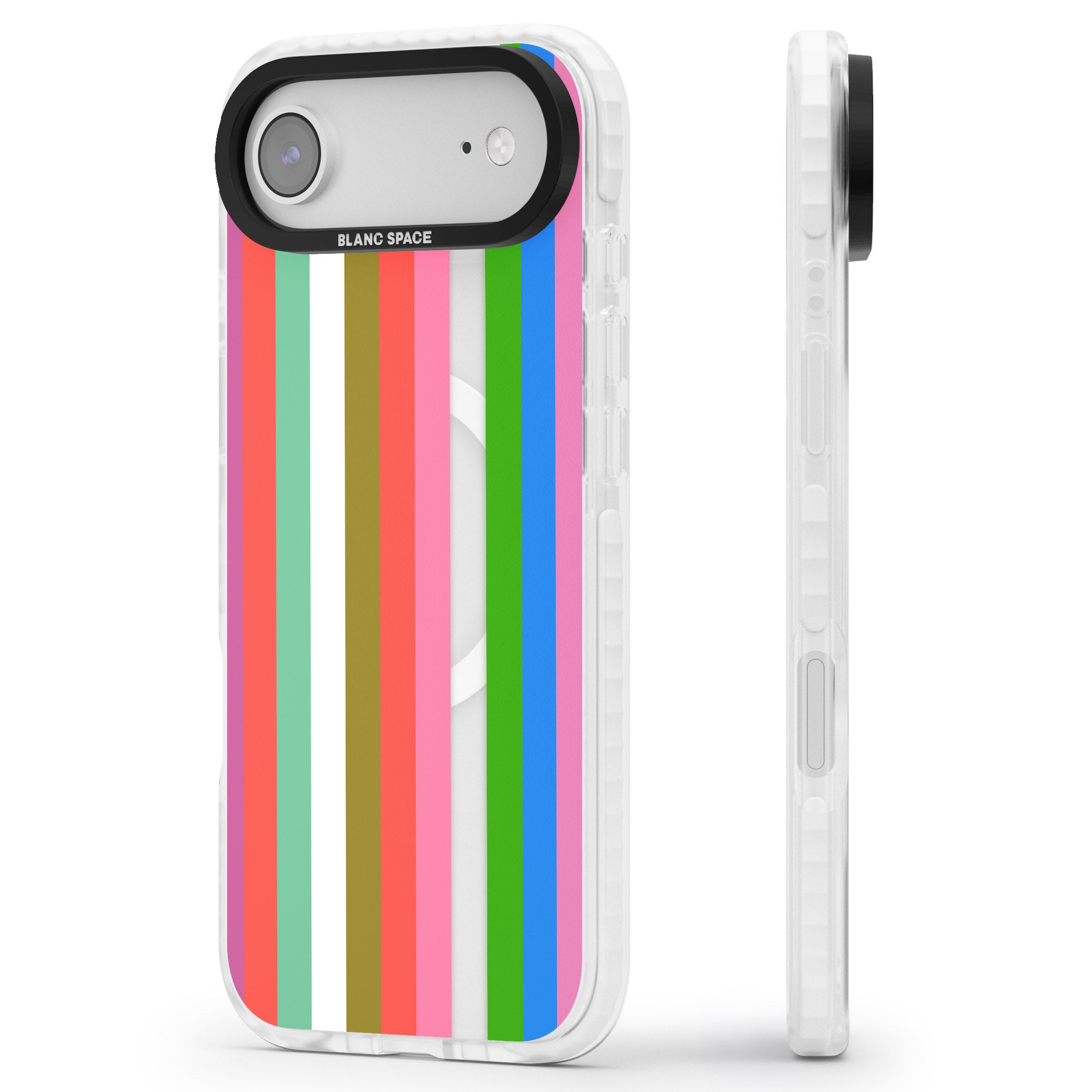 Vibrant Stripes iPhone 17 Air Impact Pro Clear Phone Case Side Profile