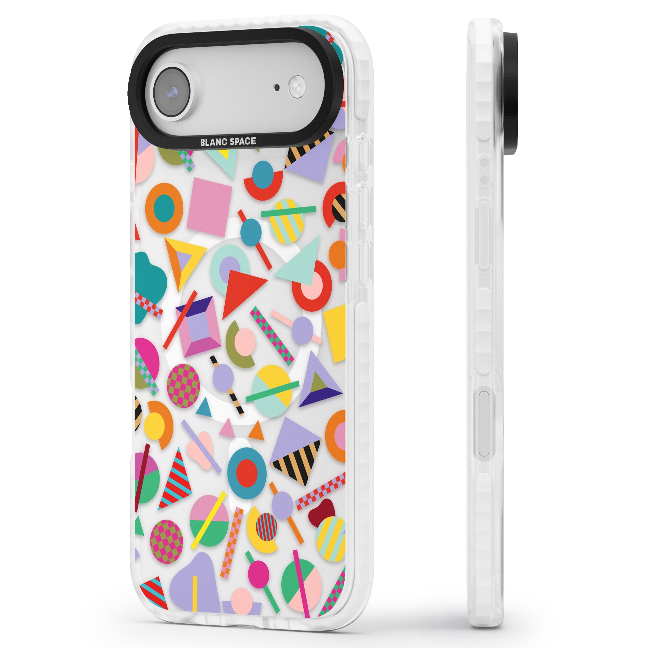 Retro Carnival Shapes iPhone 17 Air Impact Pro Clear Phone Case Side Profile
