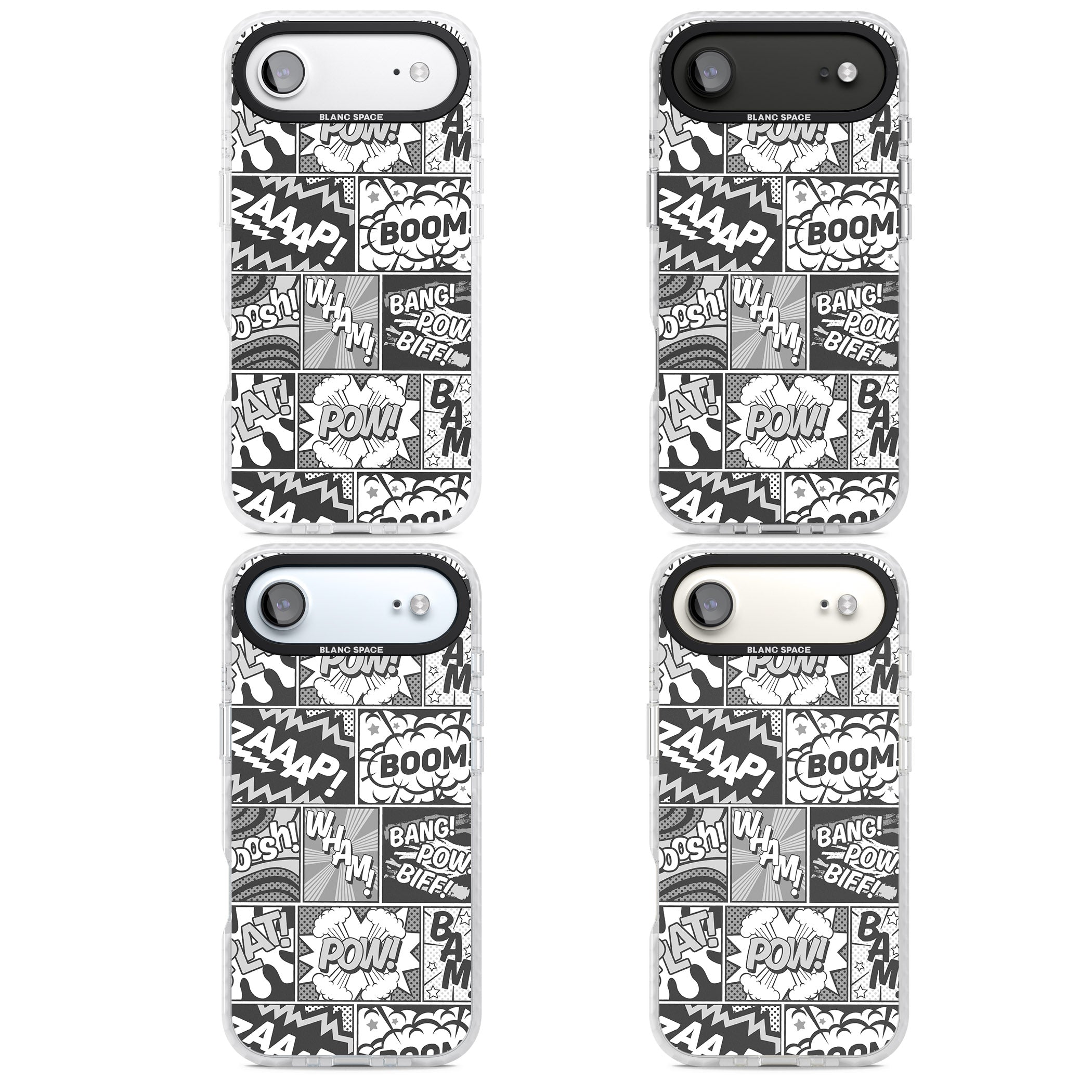 Onomatopoeia (Black & White) iPhone 17 Air Impact Pro Clear Phone Case APT Impact Protection