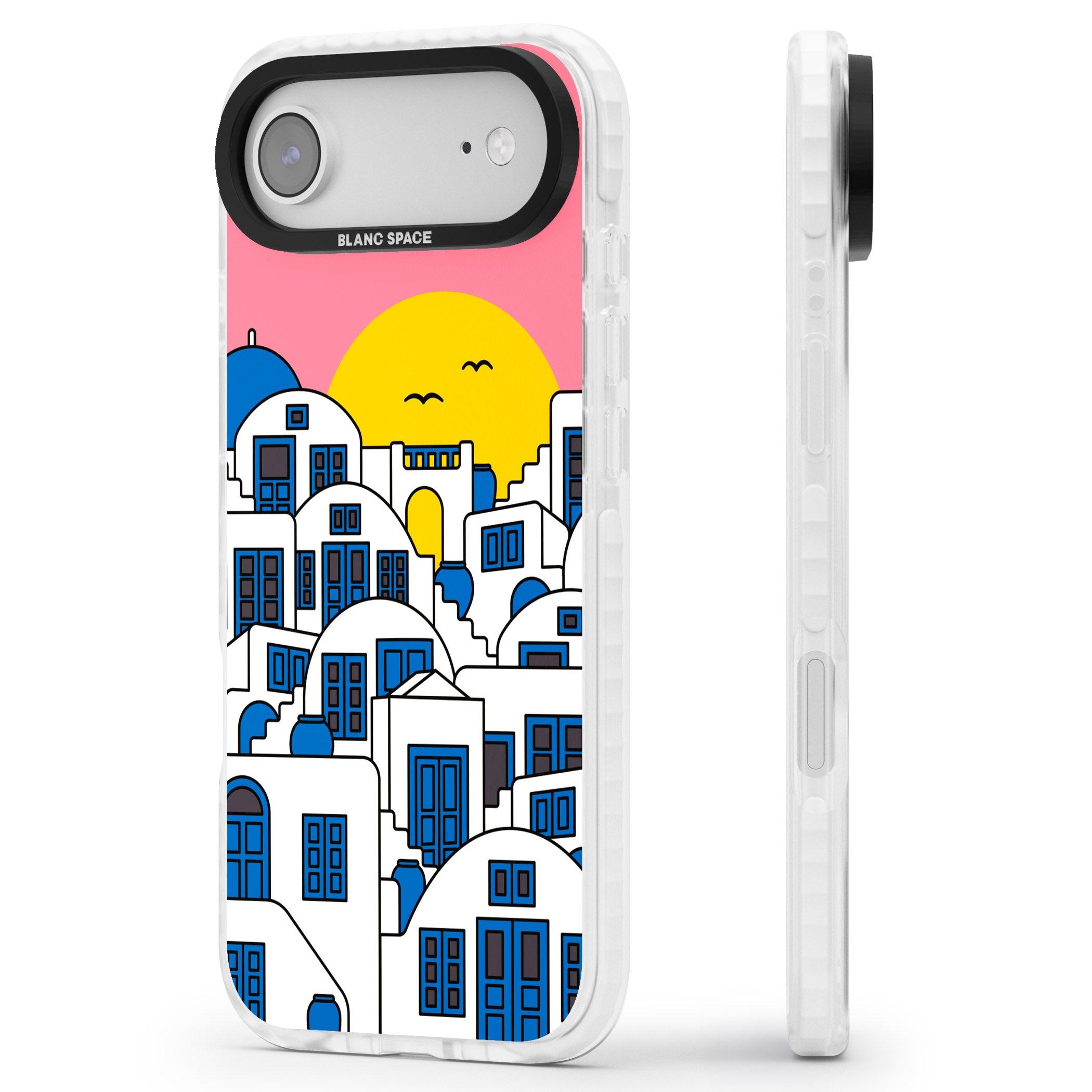 Santorini Sunset iPhone 17 Air Impact Pro Clear Phone Case Side Profile