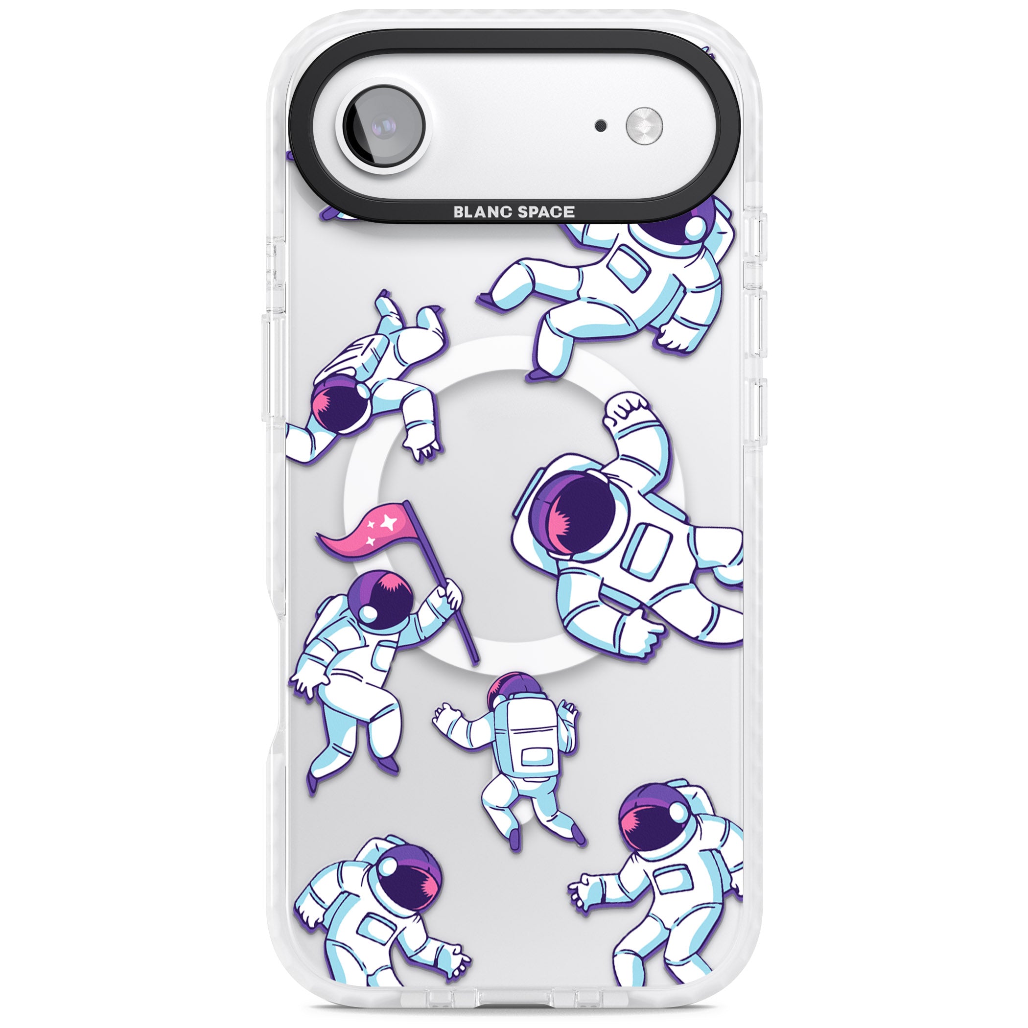 Astronaut Pattern iPhone 17 Air Impact Pro Clear Phone Case