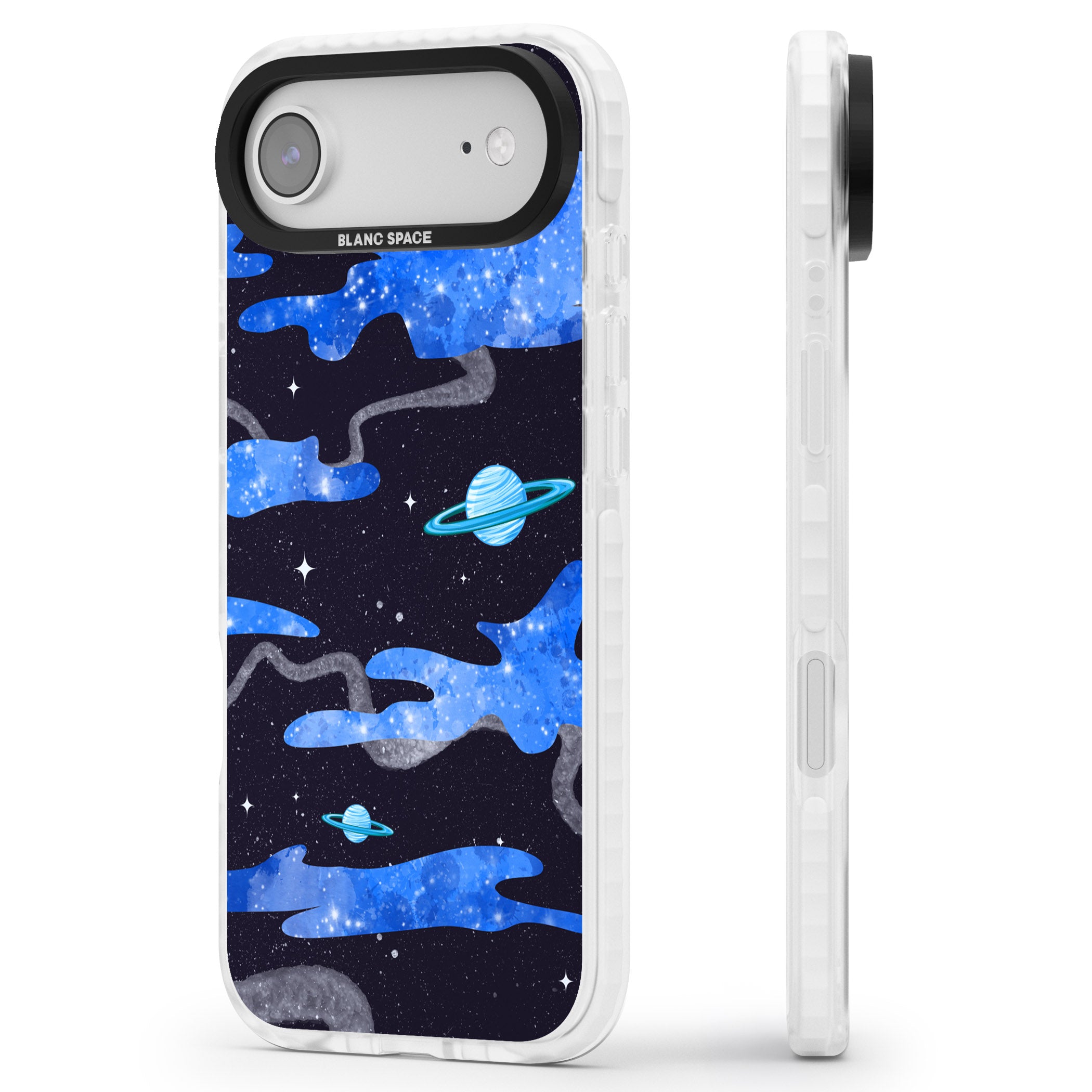 Blue Galaxy iPhone 17 Air Impact Pro Clear Phone Case Side Profile