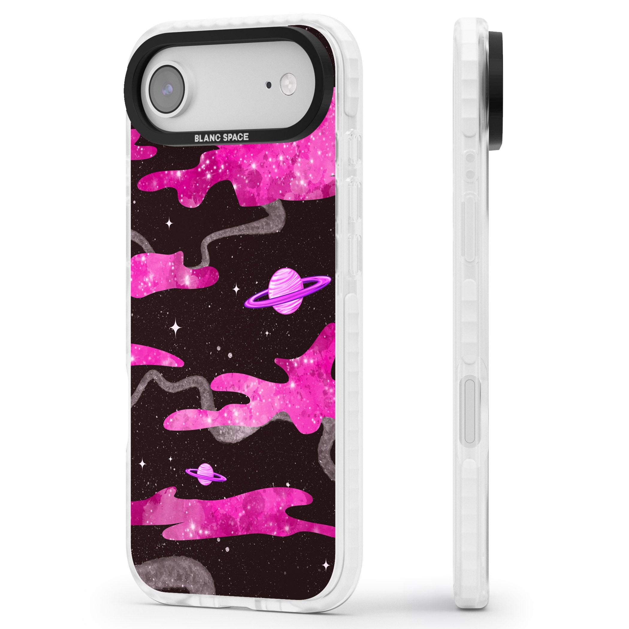 Pink Galaxy iPhone 17 Air Impact Pro Clear Phone Case Side Profile