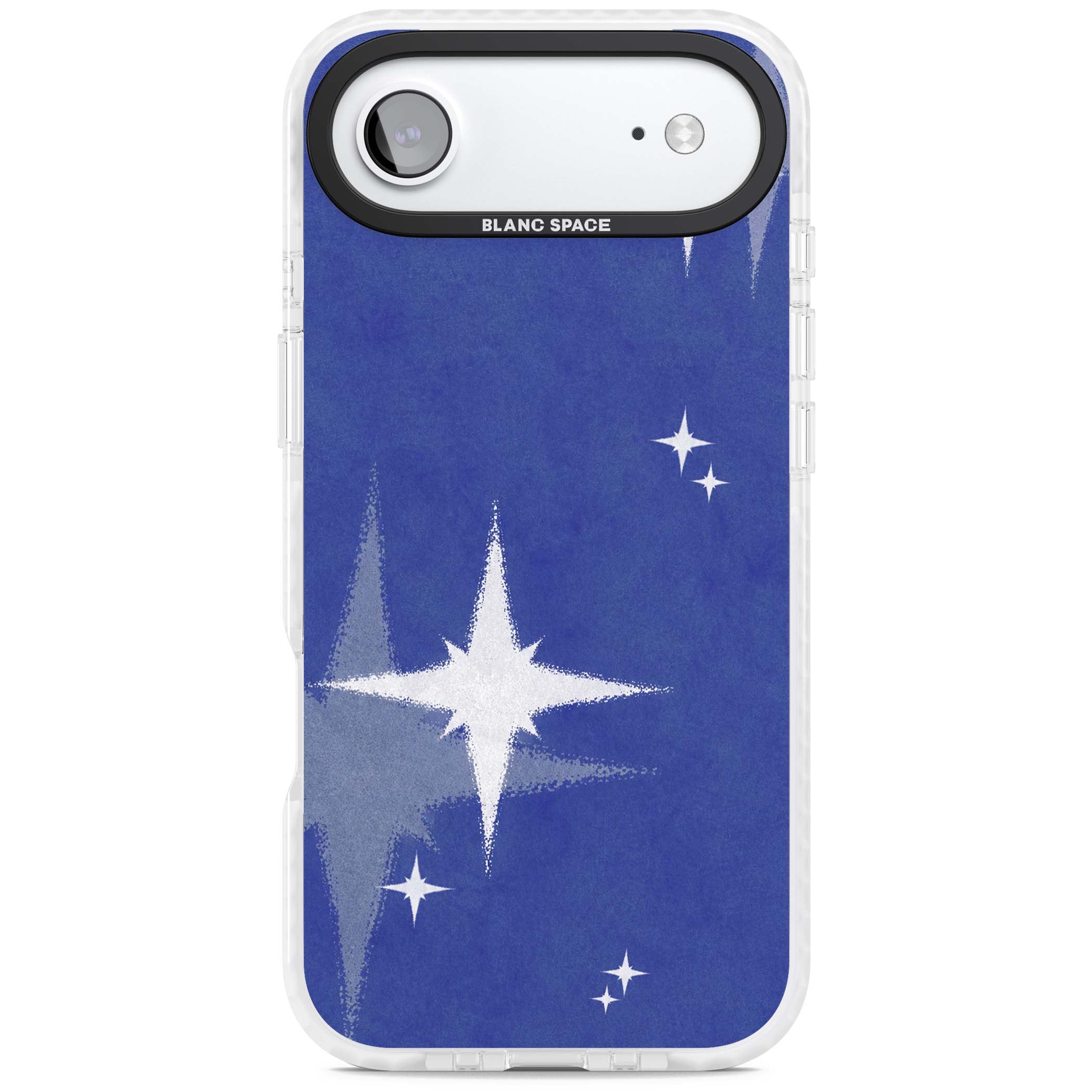 Blue Sparkle celestial iPhone case featuring sparkling silver stars on a deep blue painterly night sky | Impact Magsafe case for iPhone Air