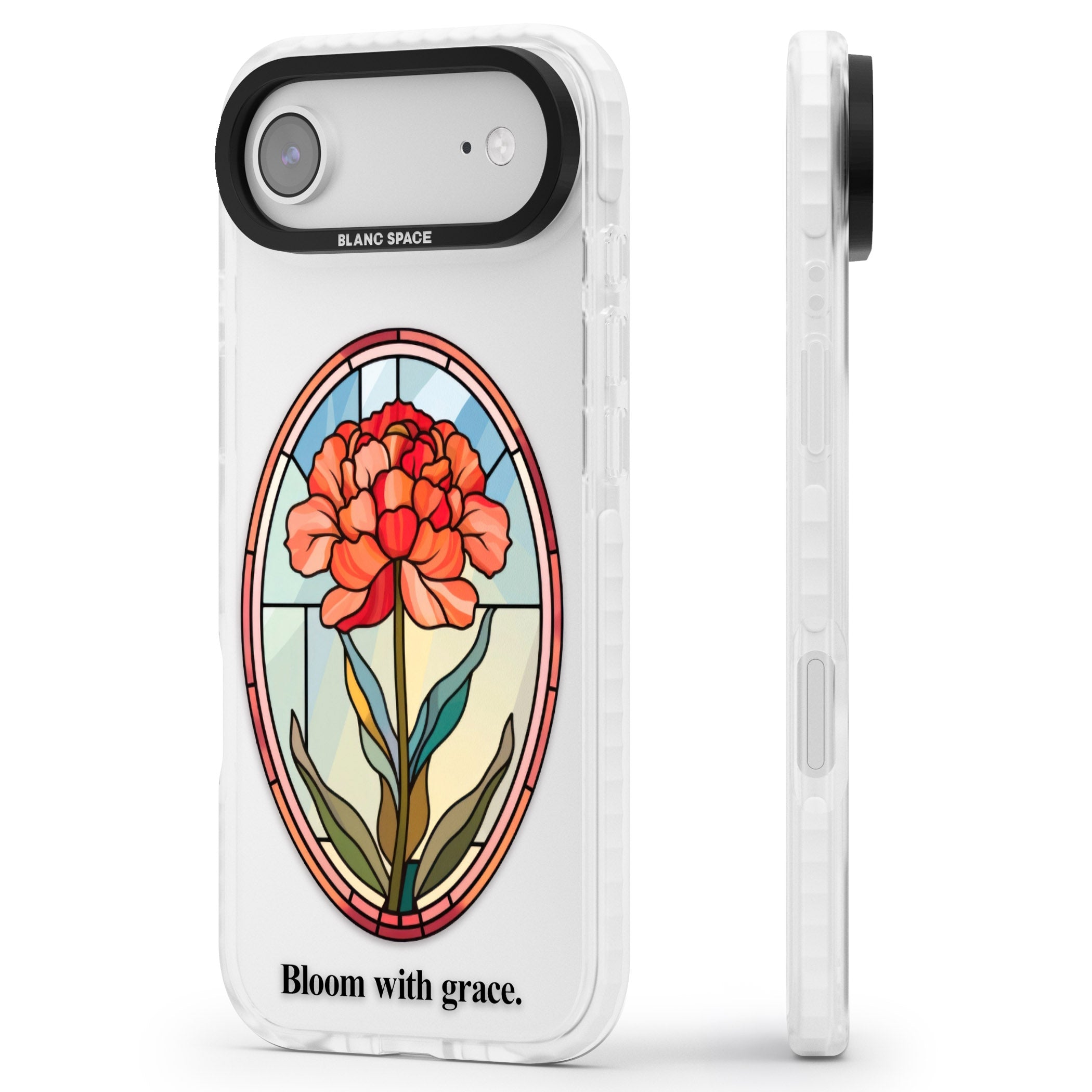 Bloom With Grace iPhone 17 Air Impact Pro Clear Phone Case Side Profile