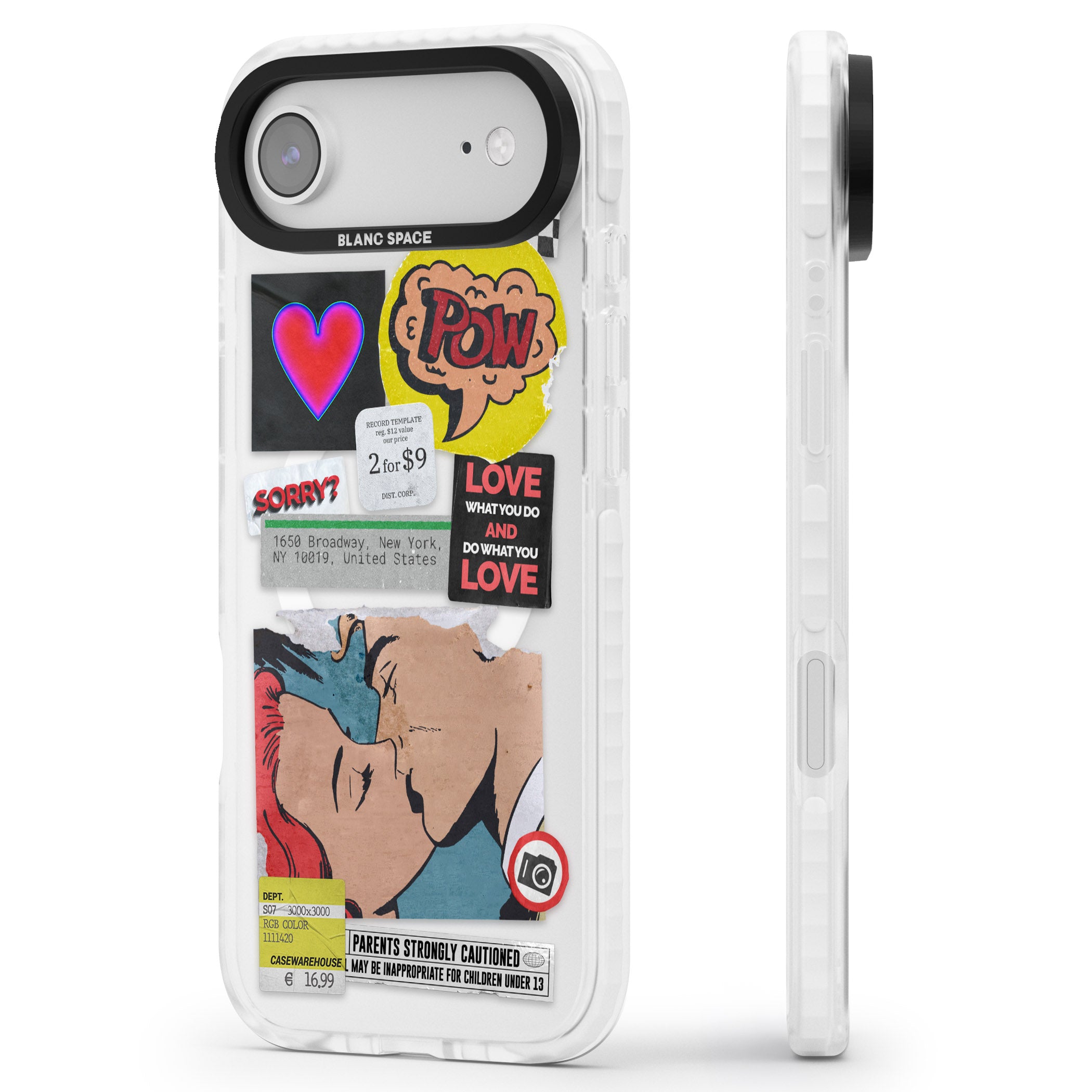 Retro Sticker Mix iPhone 17 Air Impact Pro Clear Phone Case Side Profile