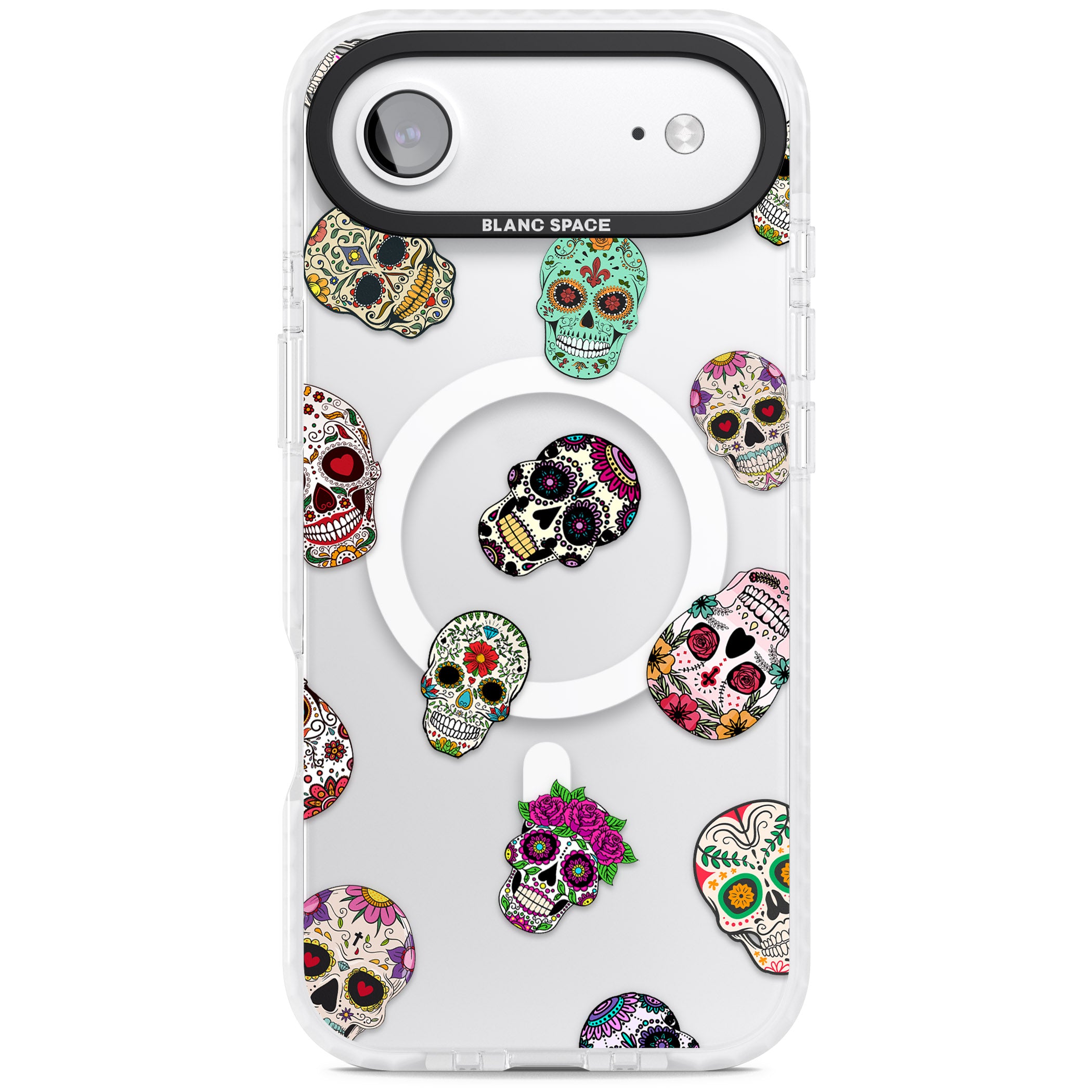 Mixed Sugar Skull Pattern iPhone 17 Air Impact Pro Clear Phone Case