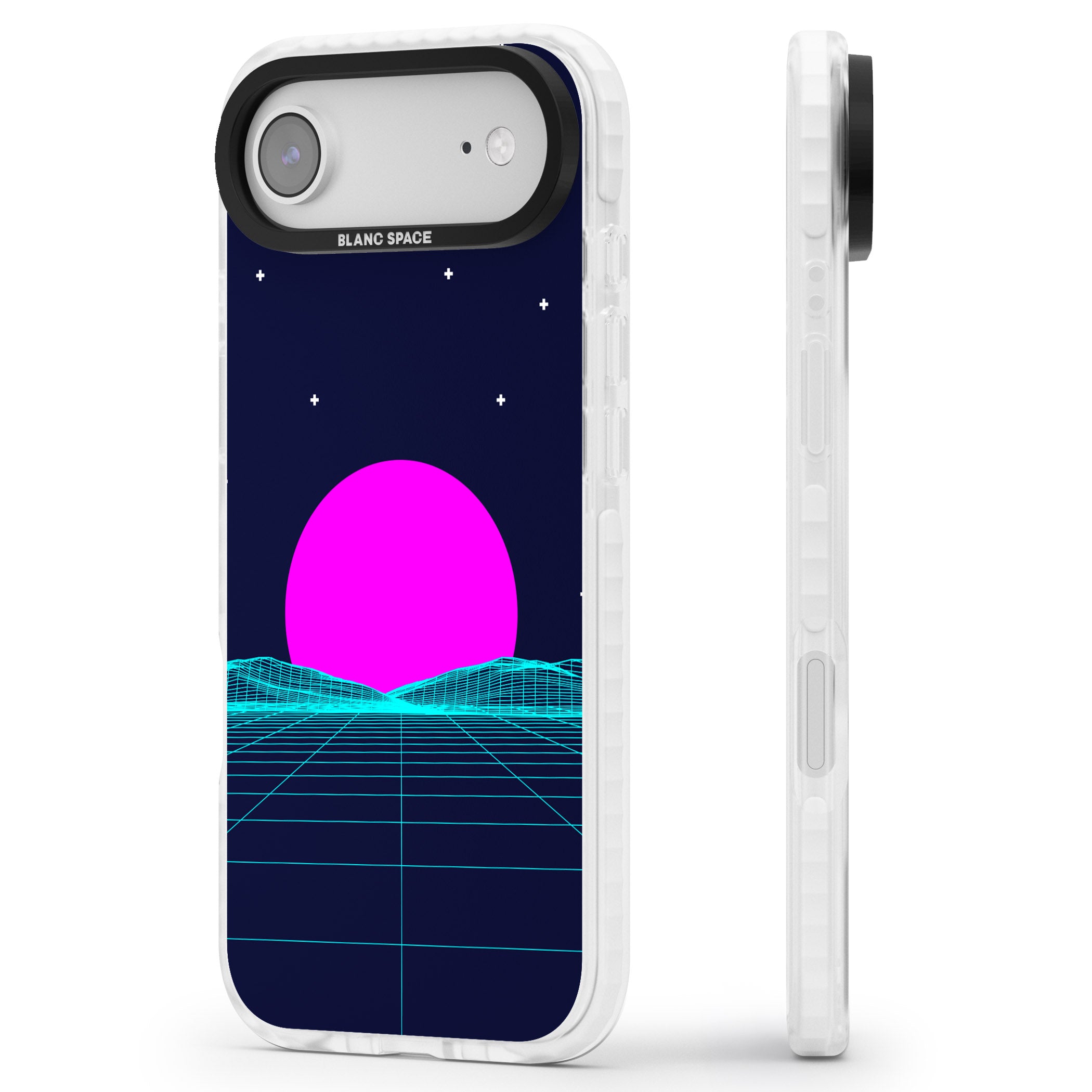 Miami Sunset Vaporwave iPhone 17 Air Impact Pro Clear Phone Case Side Profile