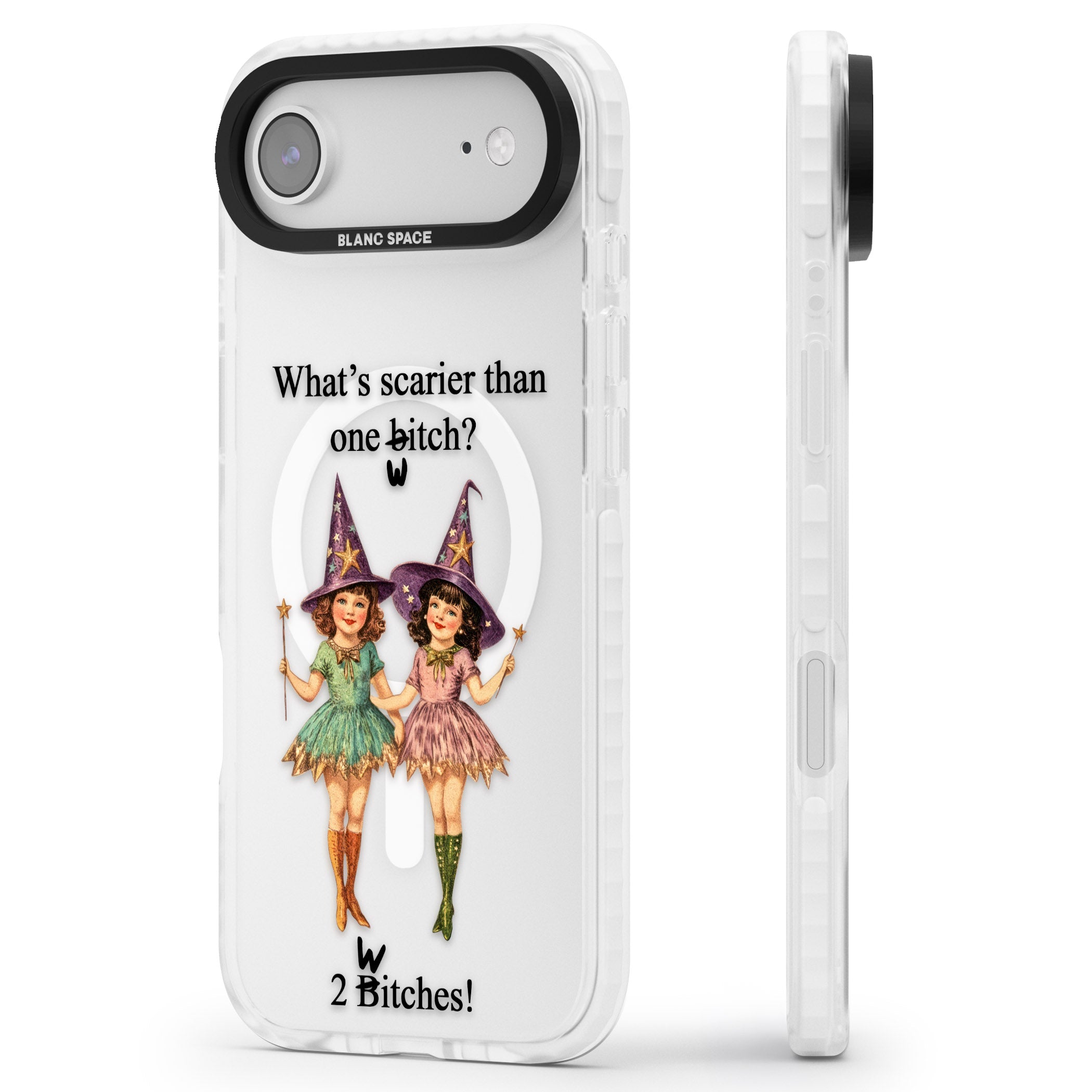 Two Witches iPhone 17 Air Impact Pro Clear Phone Case Side Profile