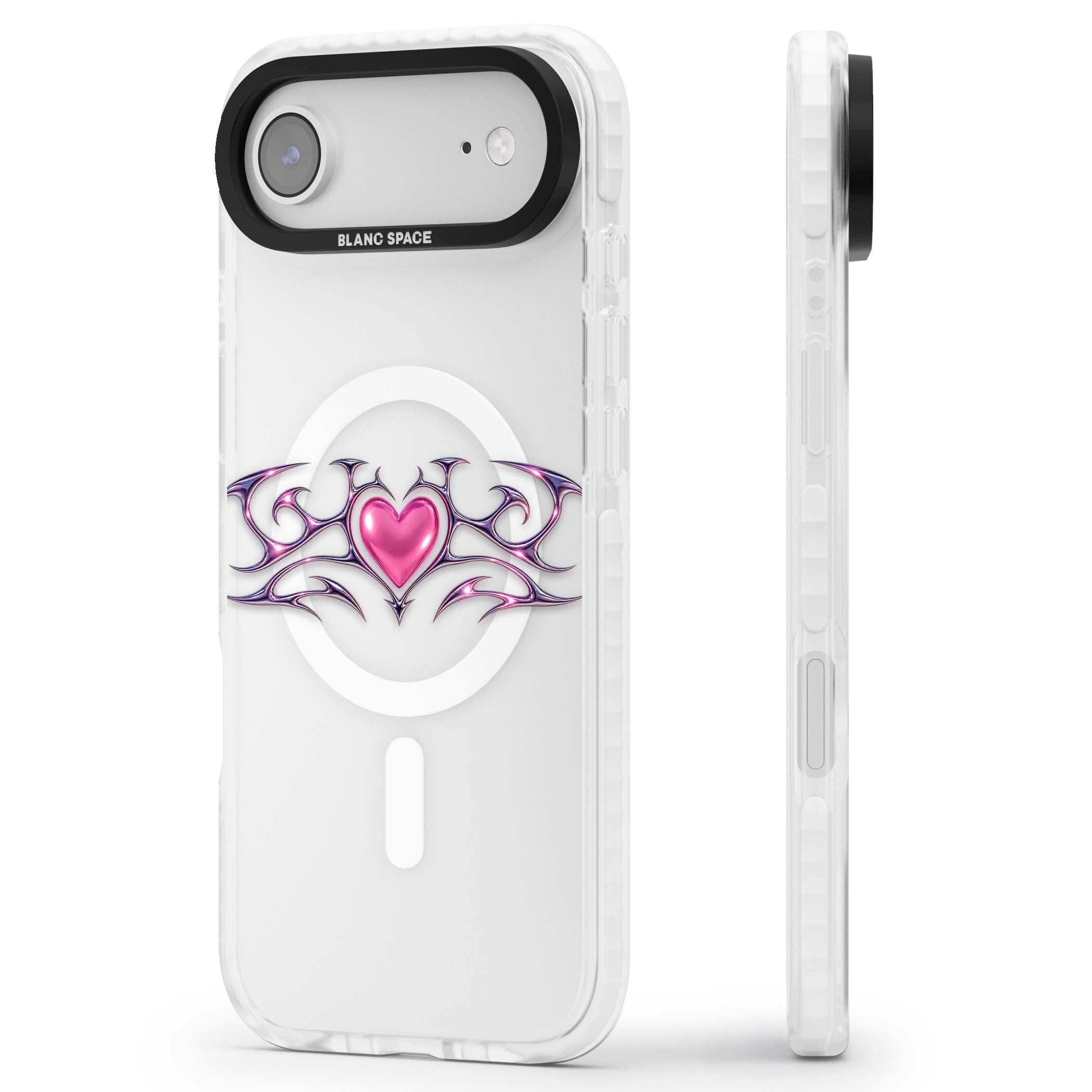 Pink Chrome Heart y2k iPhone case | Impact Magsafe case for iPhone Air