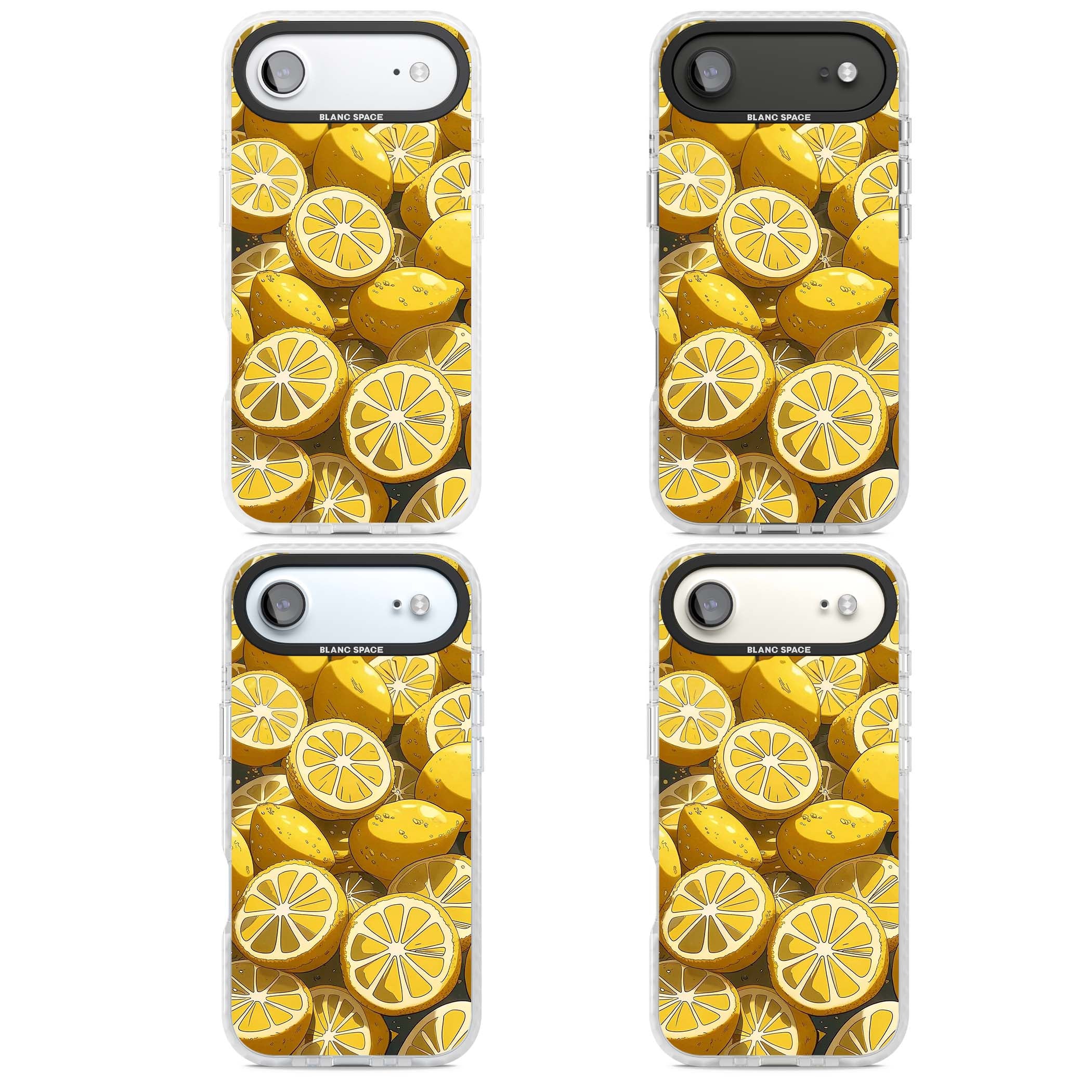 Zesty coastal iPhone case featuring illustrated Mediterranean lemons and citrus slices in golden yellow | Impact Magsafe case for iPhone Air